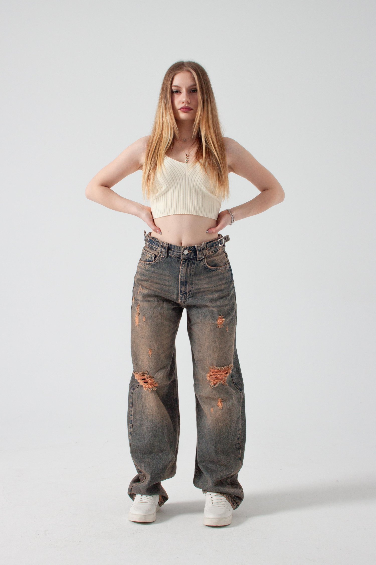 Ekru Crop Bluz