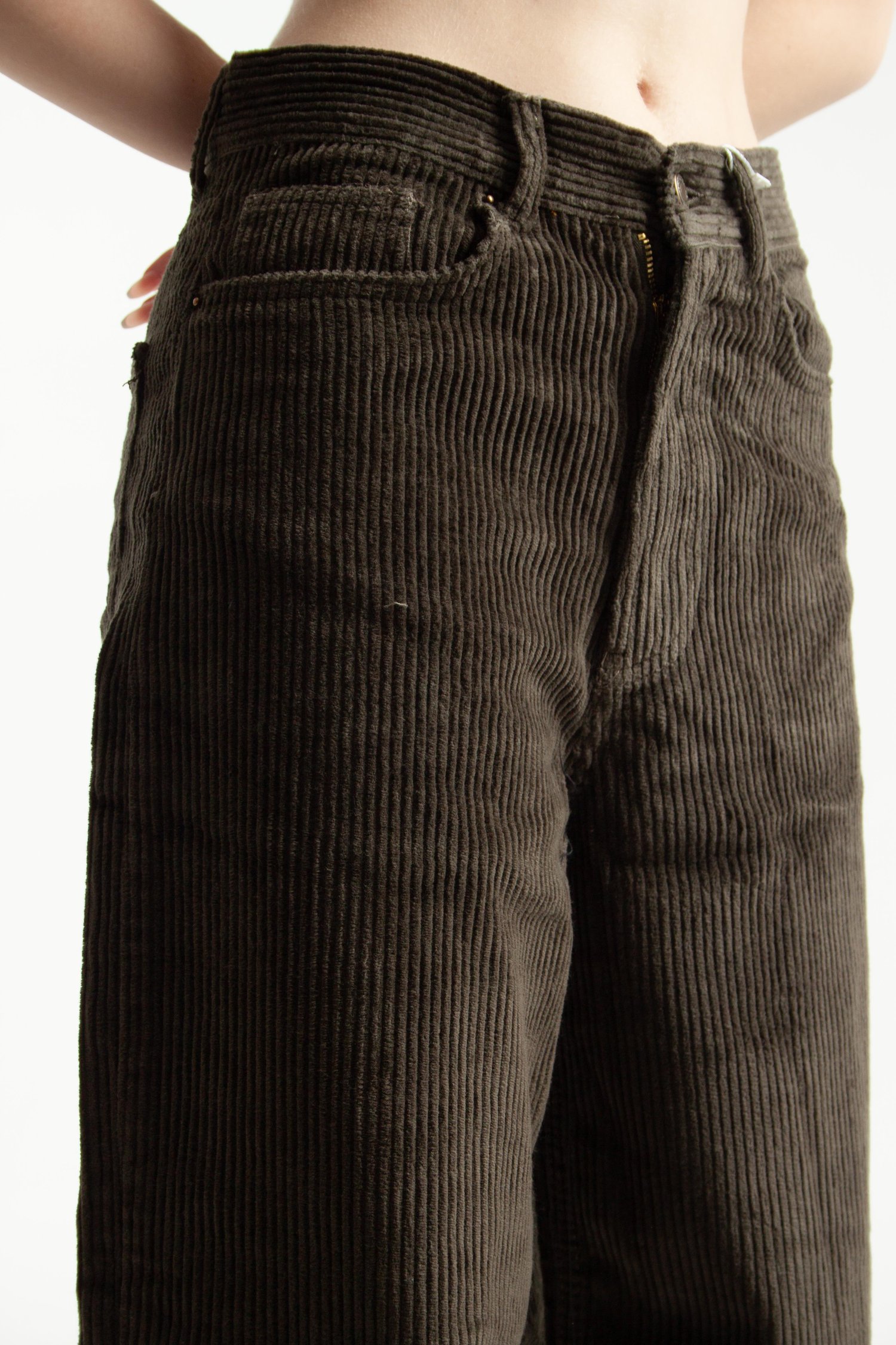 Haki Kadife Kumaş Skater Jean