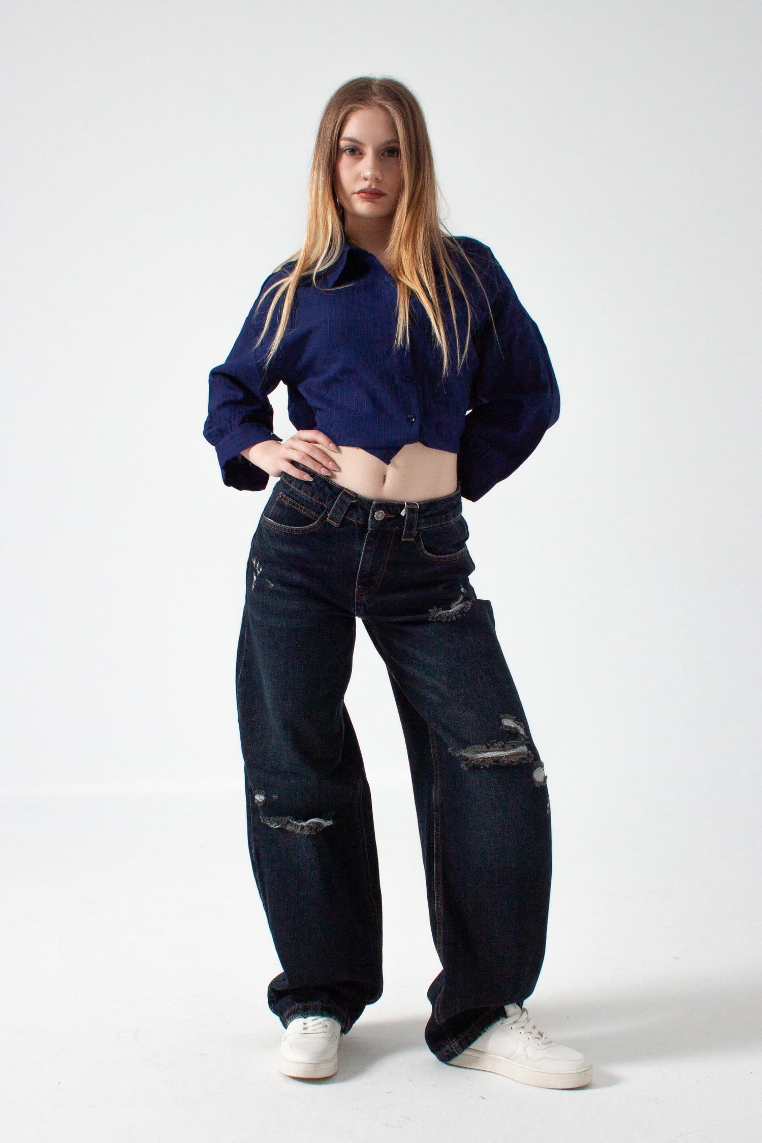 K. Kot Rengi Yırtıklı Baggy Baloon Jean