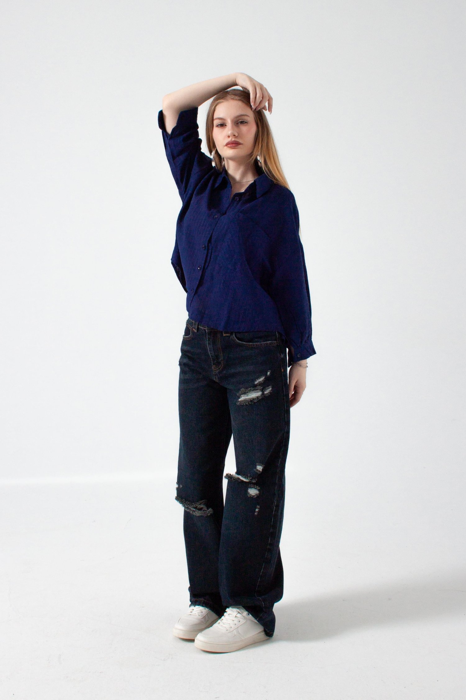 K. Kot Rengi Yırtıklı Baggy Baloon Jean