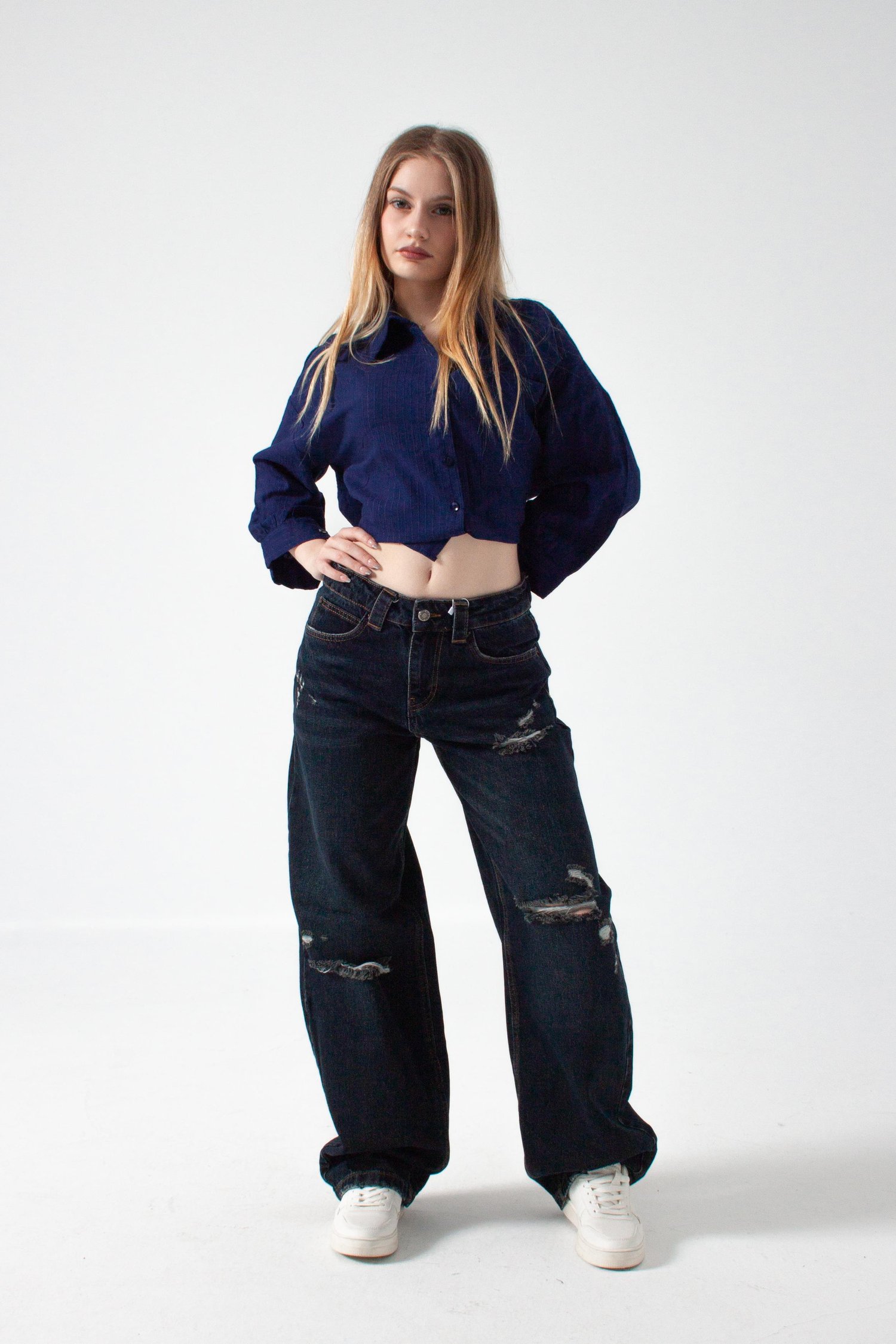 K. Kot Rengi Yırtıklı Baggy Baloon Jean