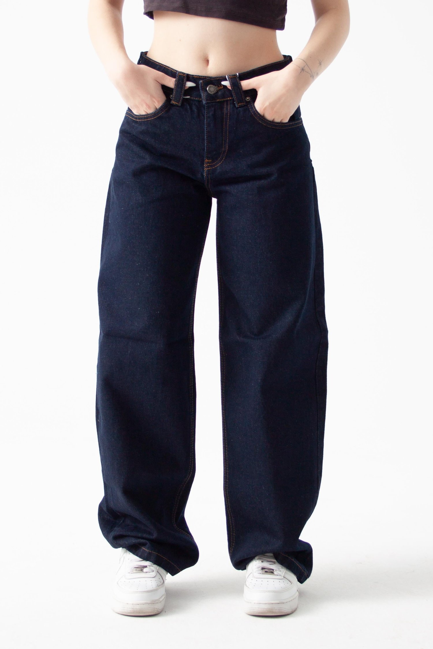 Koyu İndigo Baggy Baloon Jean