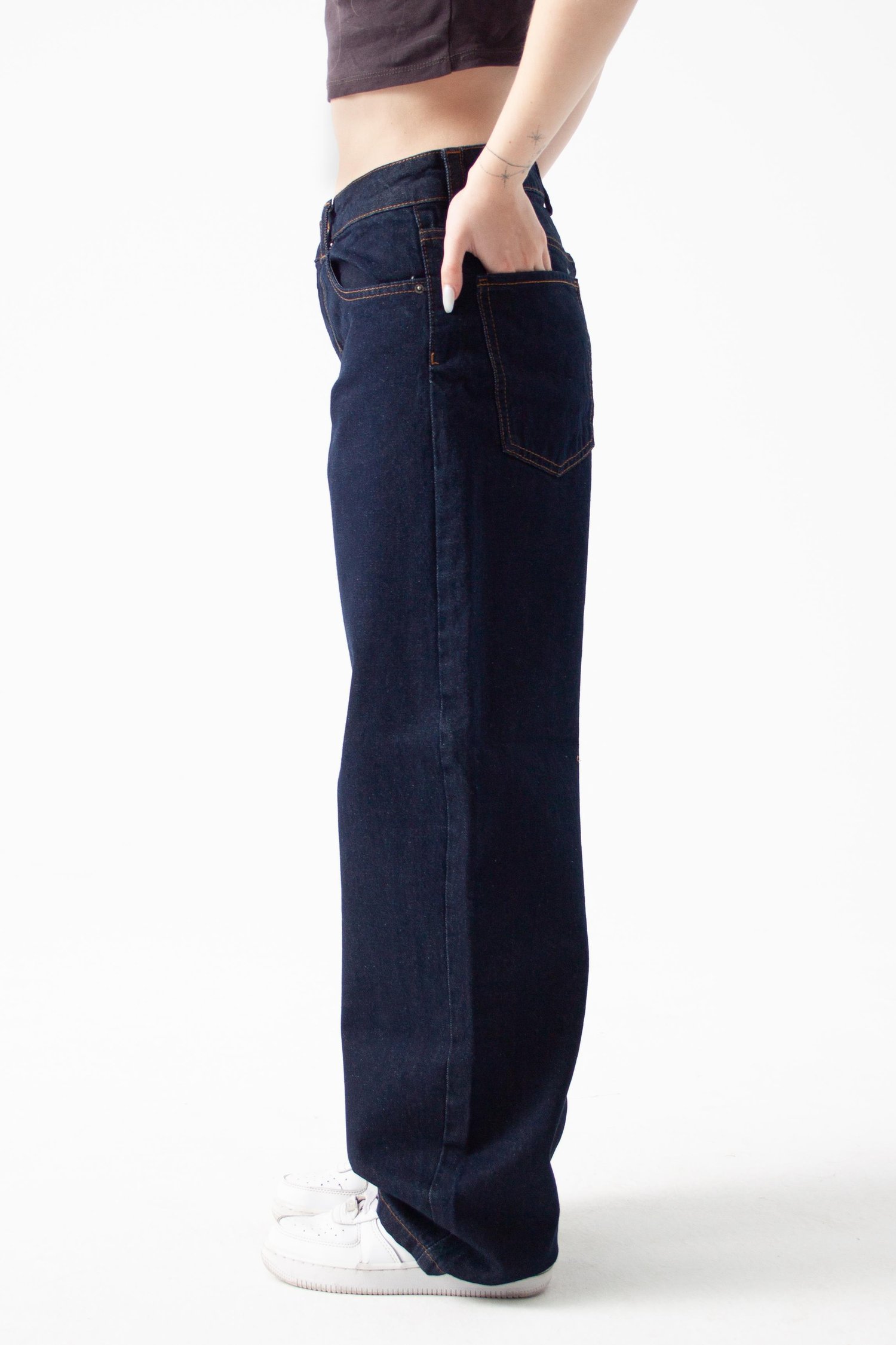 Koyu İndigo Baggy Baloon Jean