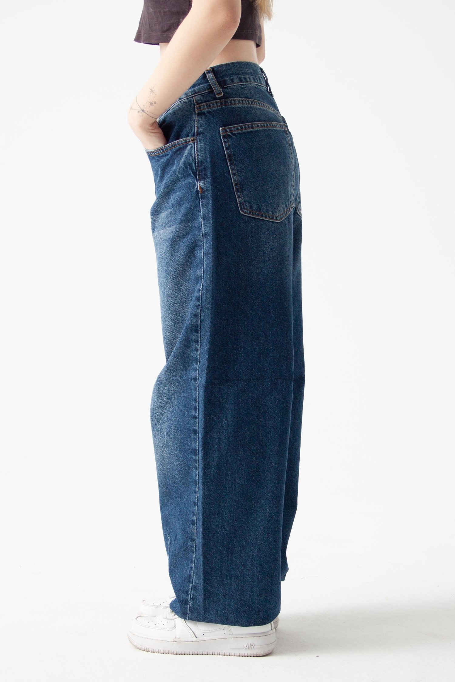 Koyu Mavi Baggy Jean