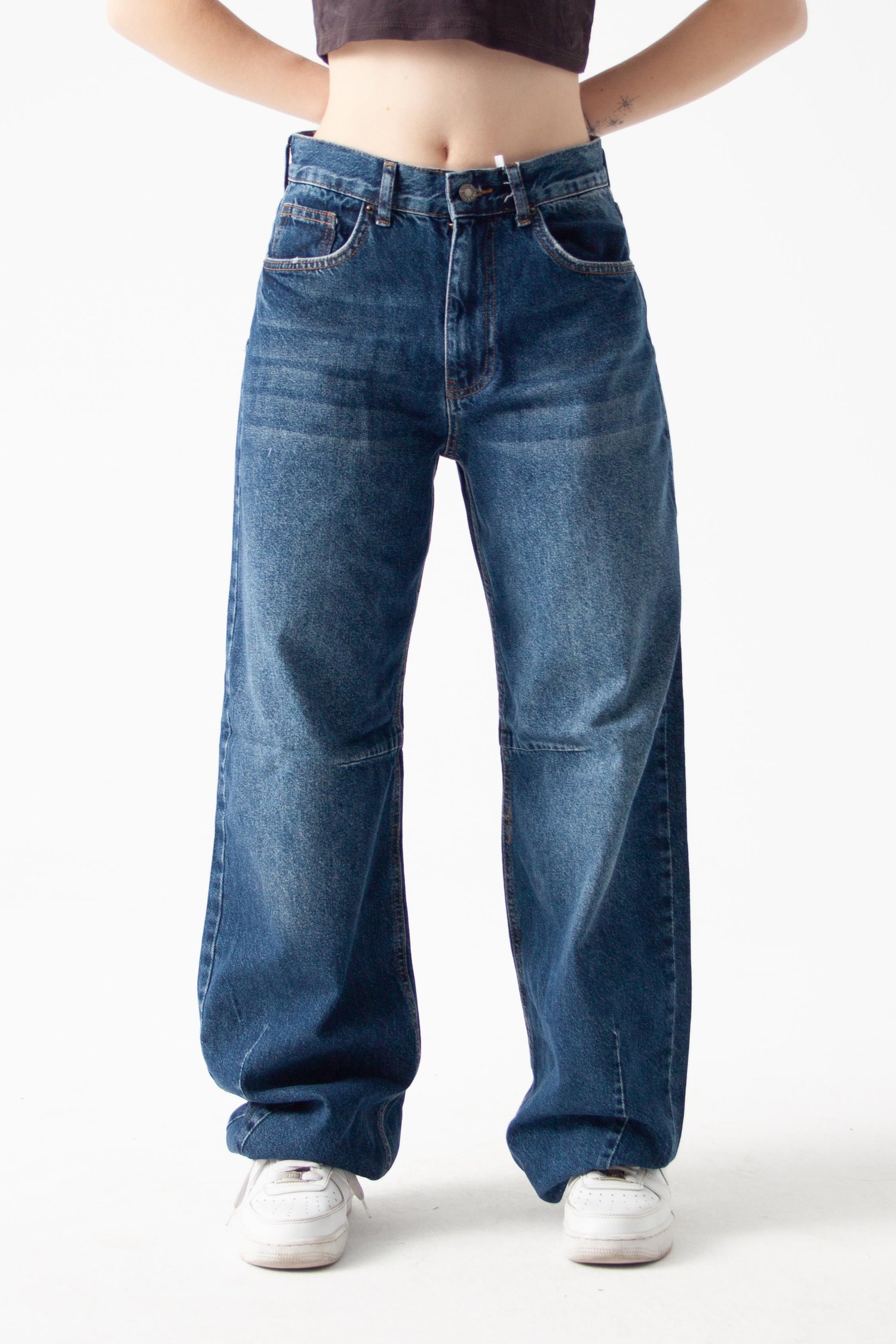 Koyu Mavi Baggy Jean