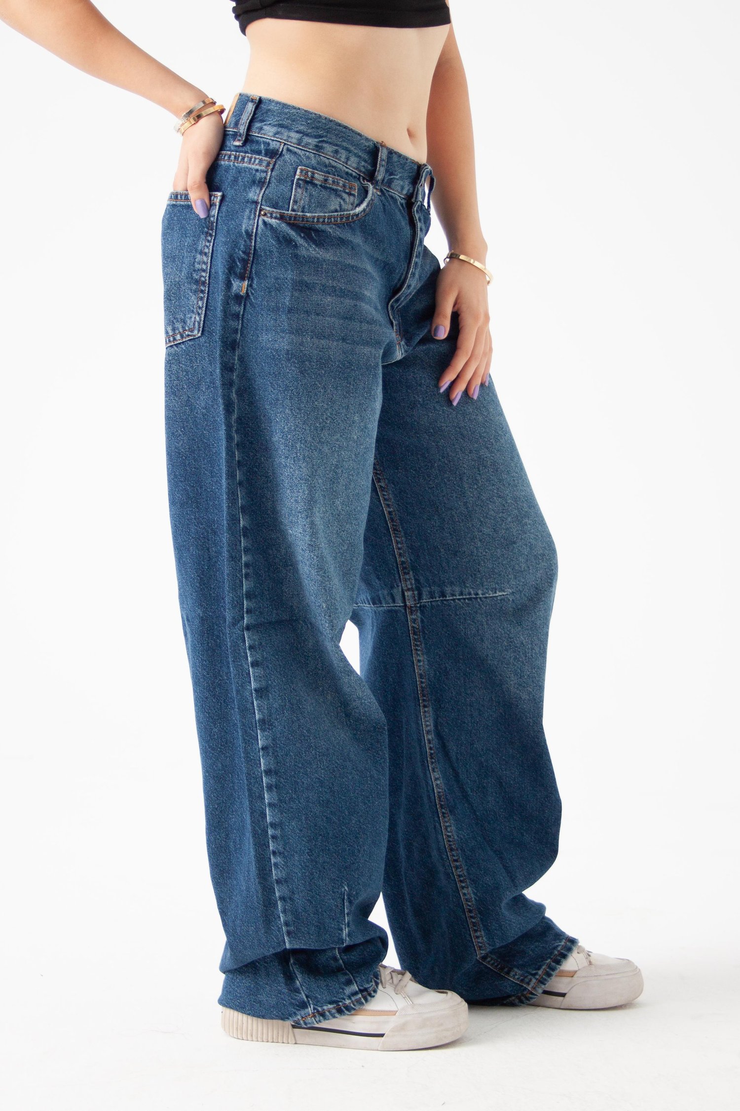 Koyu Mavi Baggy Jean