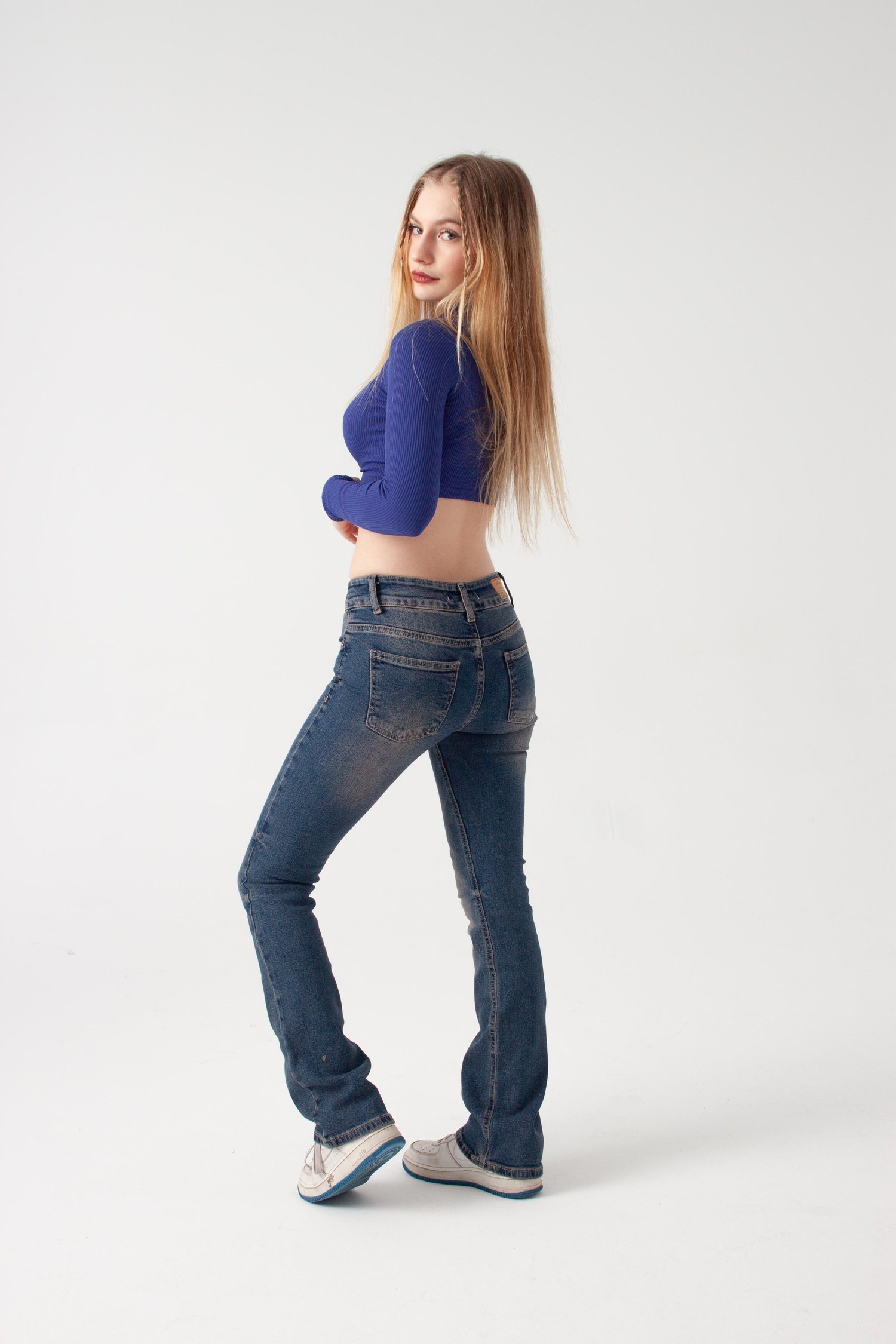 Koyu Mavi Tint Bootcut Jean