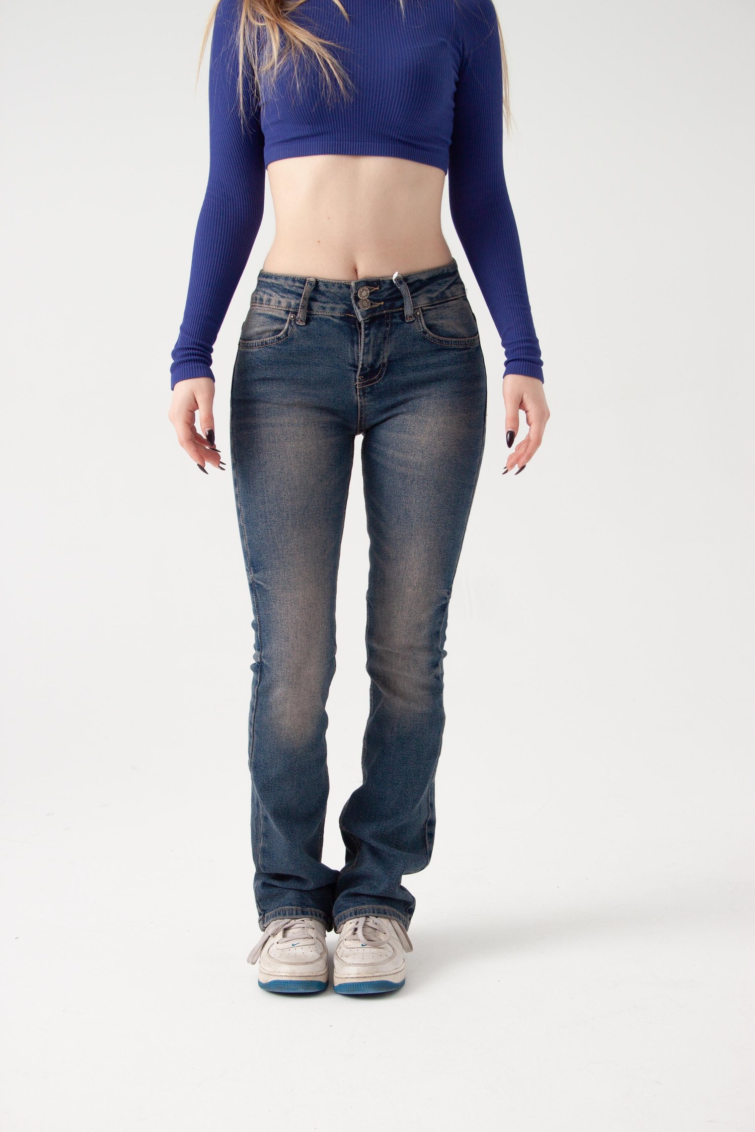 Koyu Mavi Tint Bootcut Jean