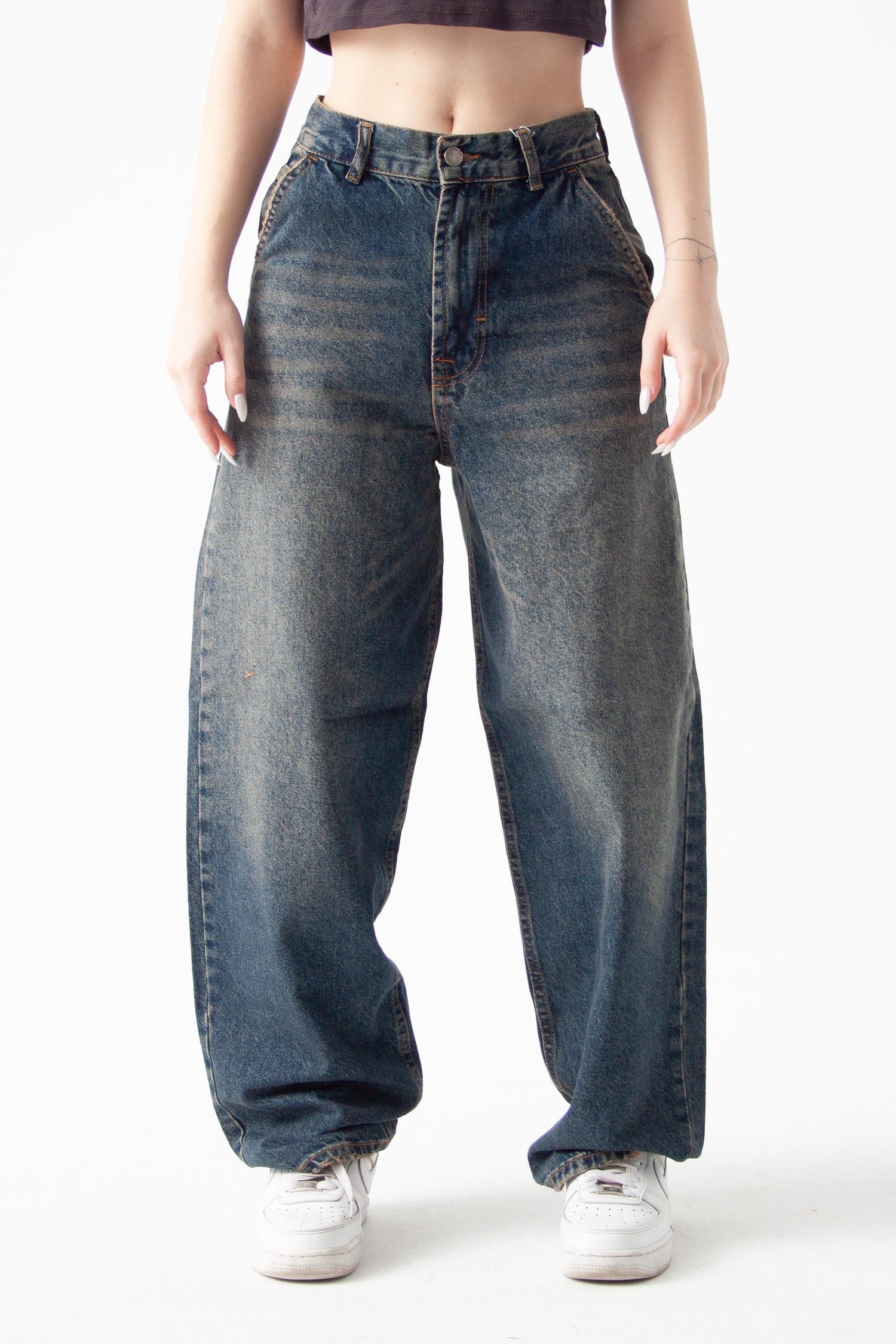 Koyu Mavi Tint Skater Jean