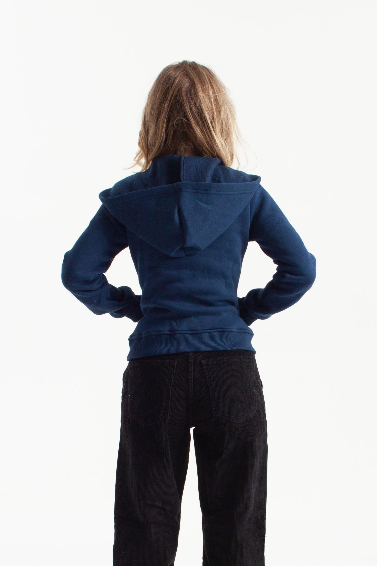 Lacivert Retro-Fit Vücuda Oturan Zip-Hoodie