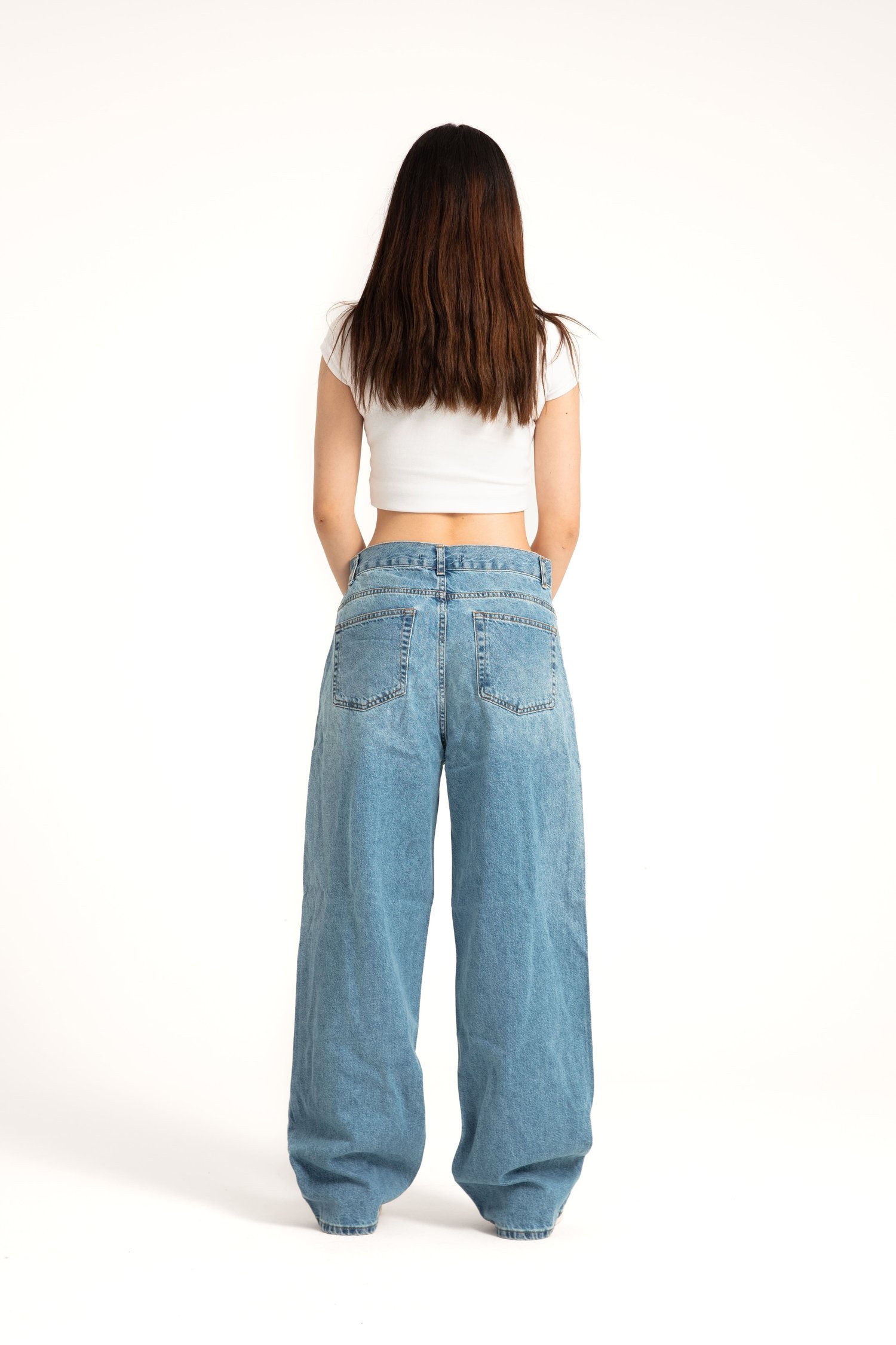 Mavi Yırtıklı Loose Fit Jean