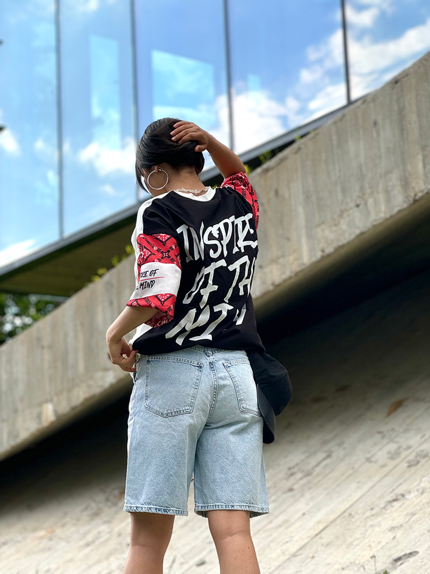 Off The System Detaylı Unisex Oversize Tişört