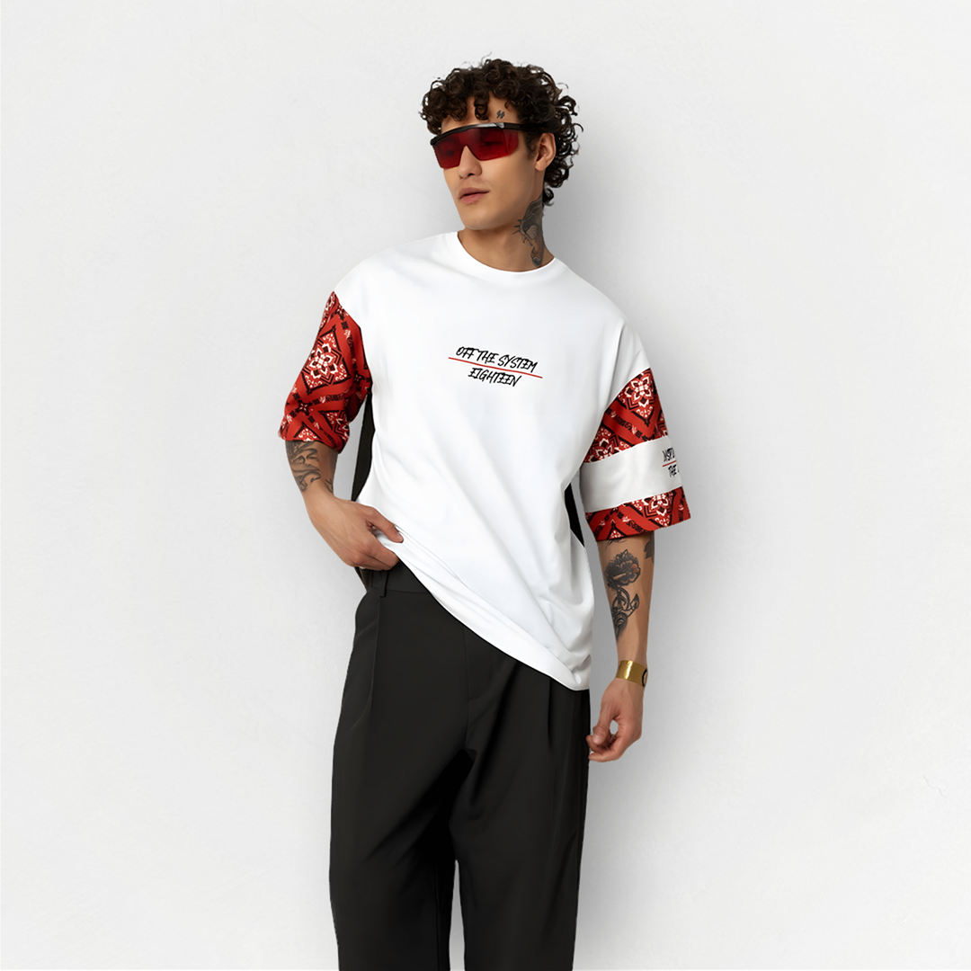 Off The System Detaylı Unisex Oversize Tişört