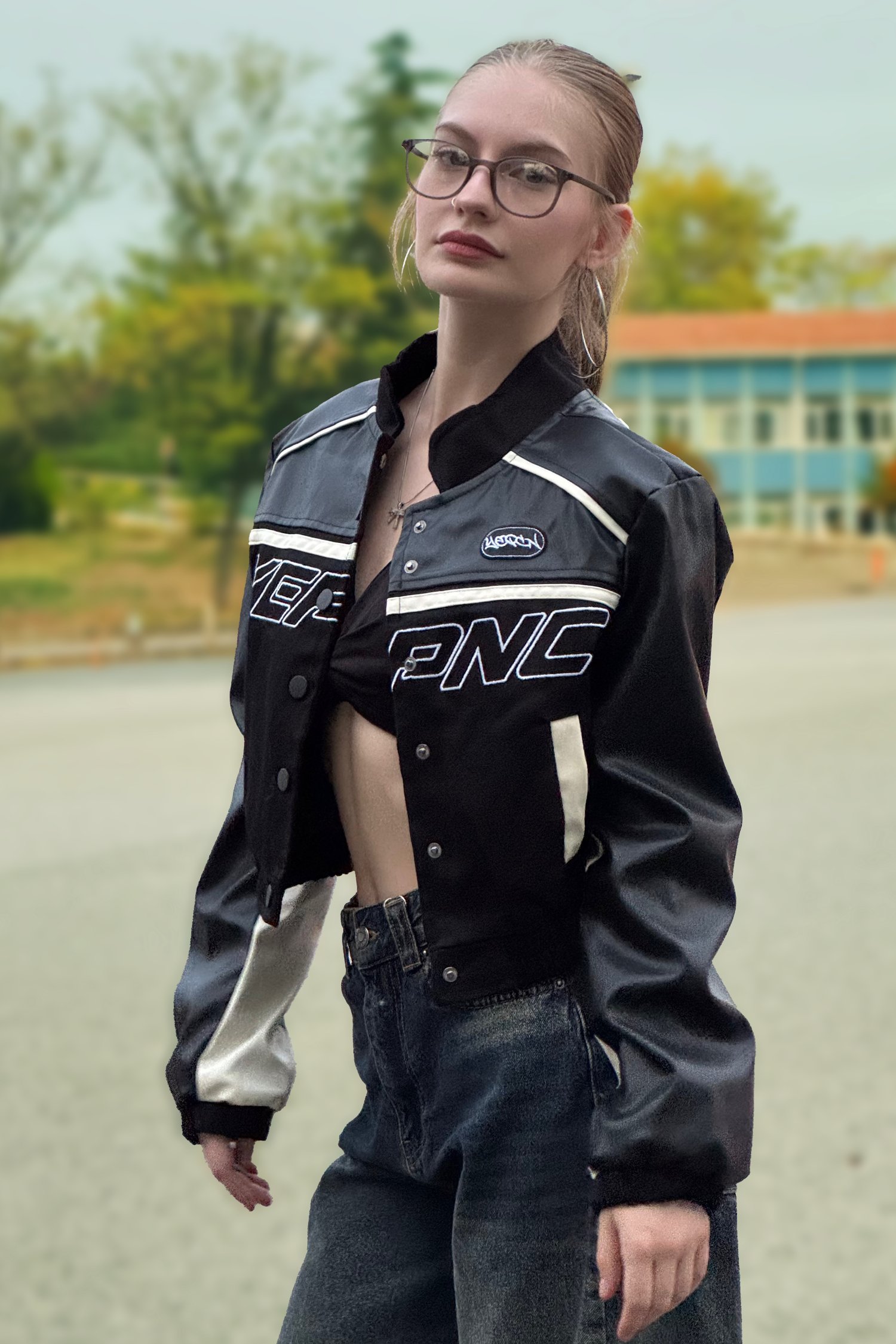 Siyah Crop Biker Ceket