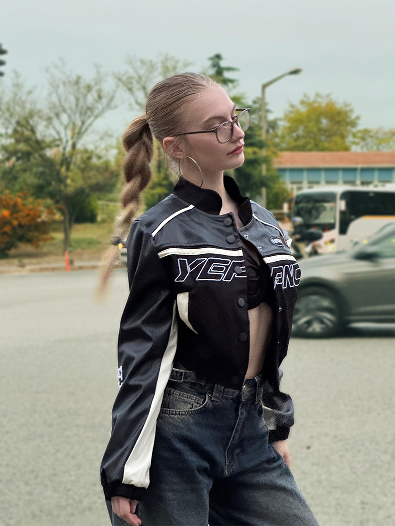 Siyah Crop Biker Ceket