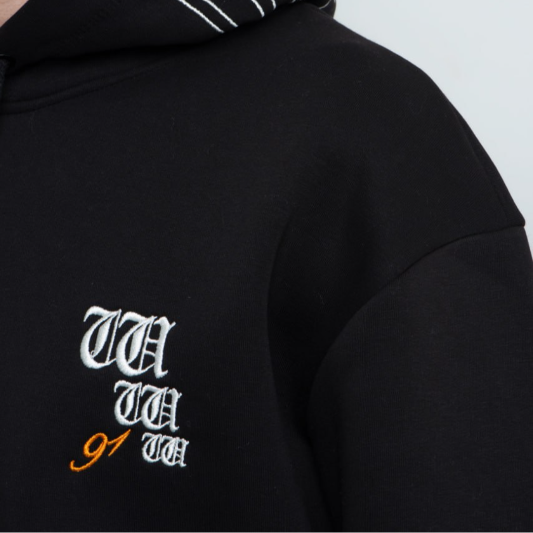 Siyah San Francisco Basketball Team Nakış Detaylı Hoodie
