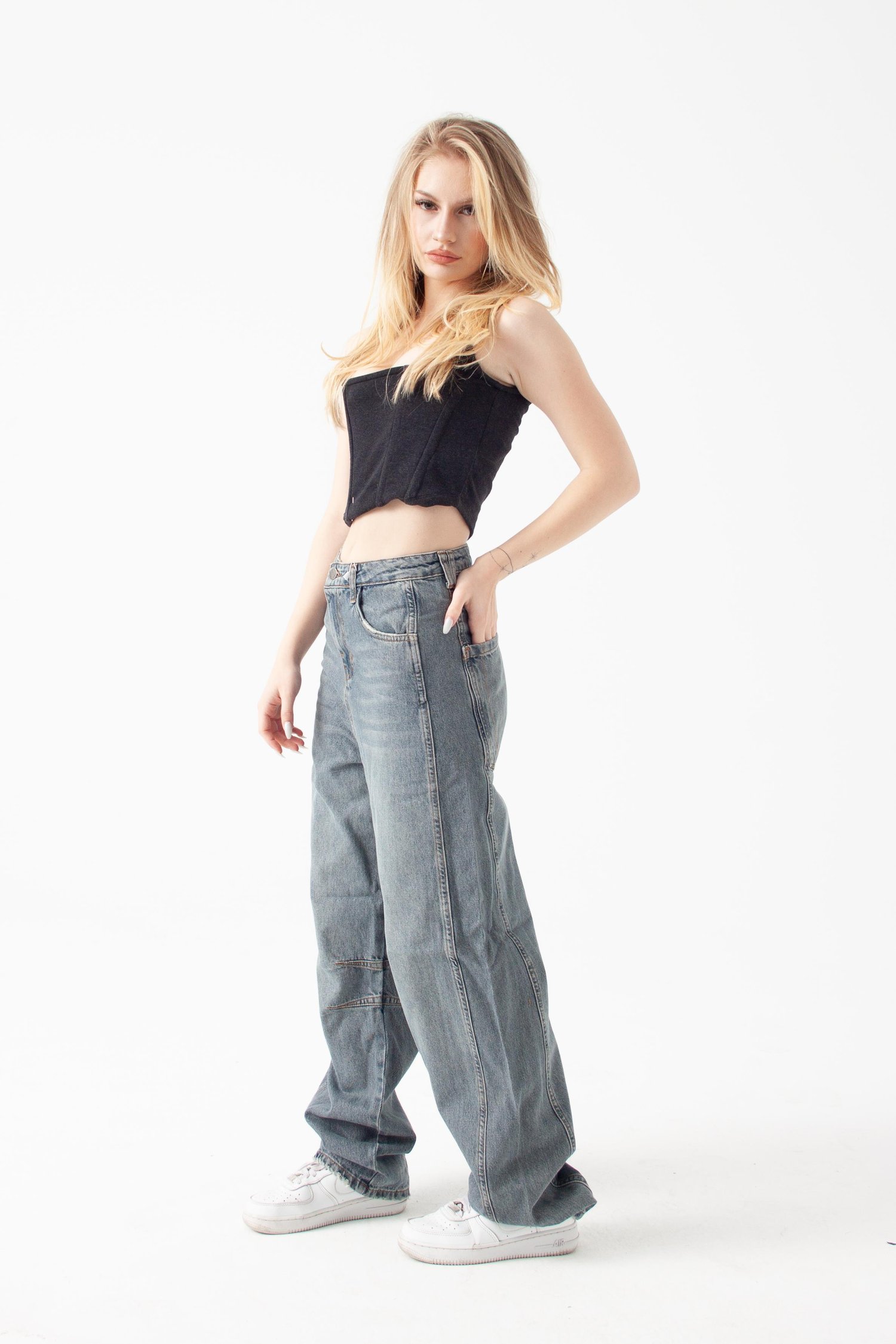 Soluk Mavi Baggy Jean