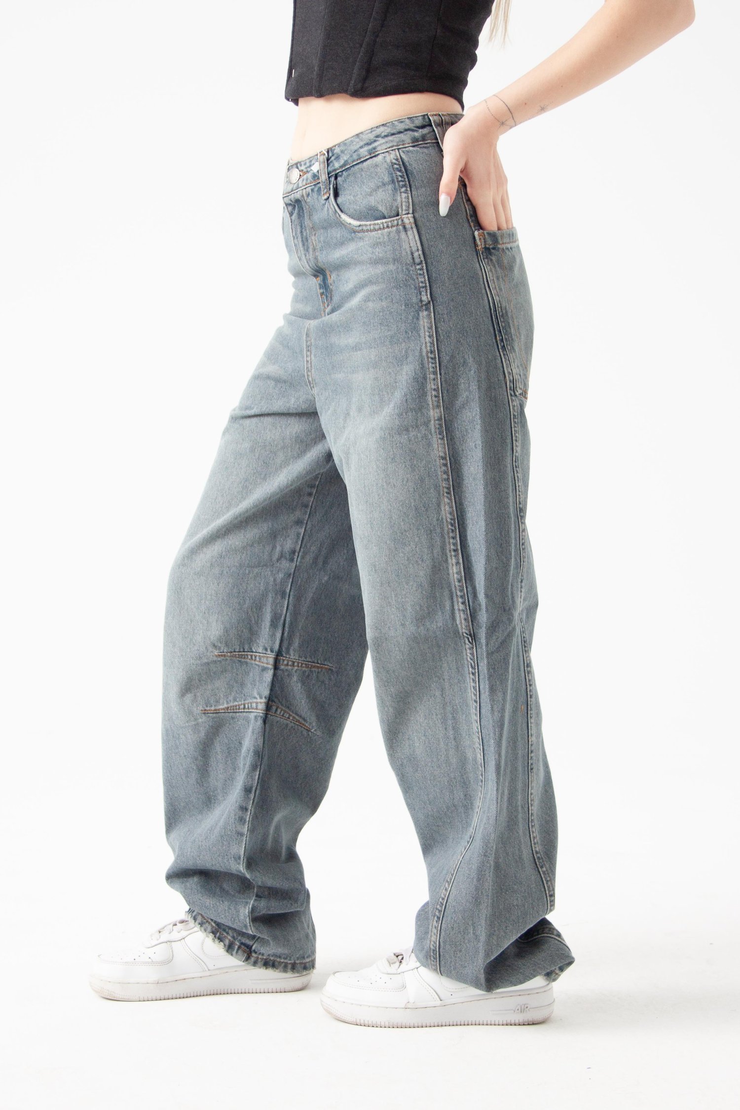 Soluk Mavi Baggy Jean