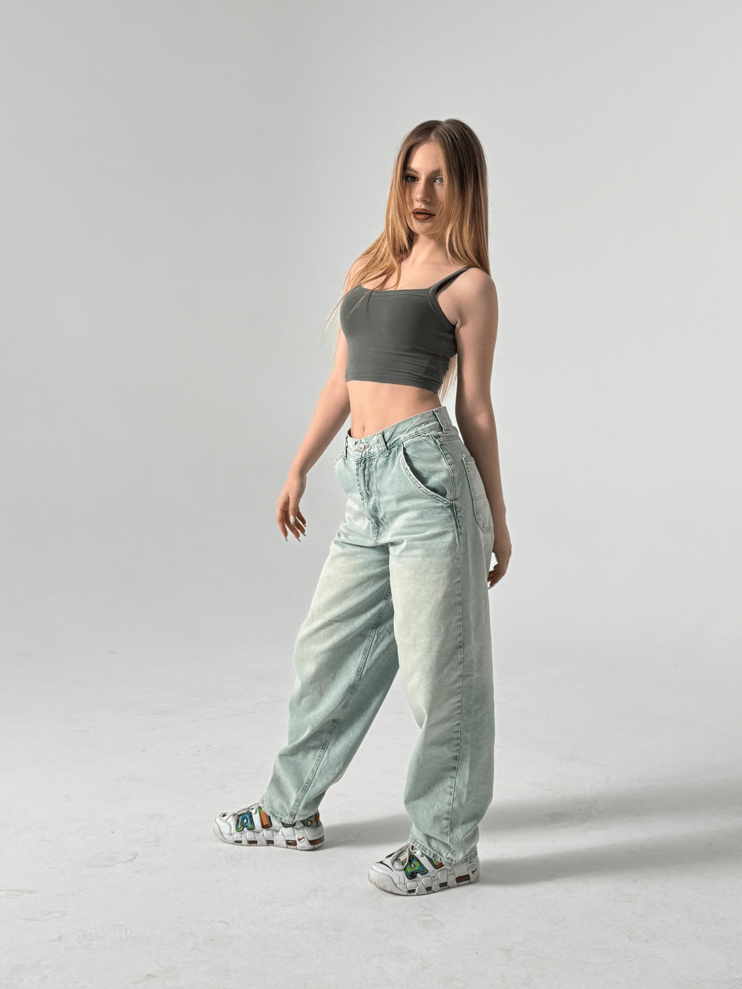 Su Yeşili Skater Jean