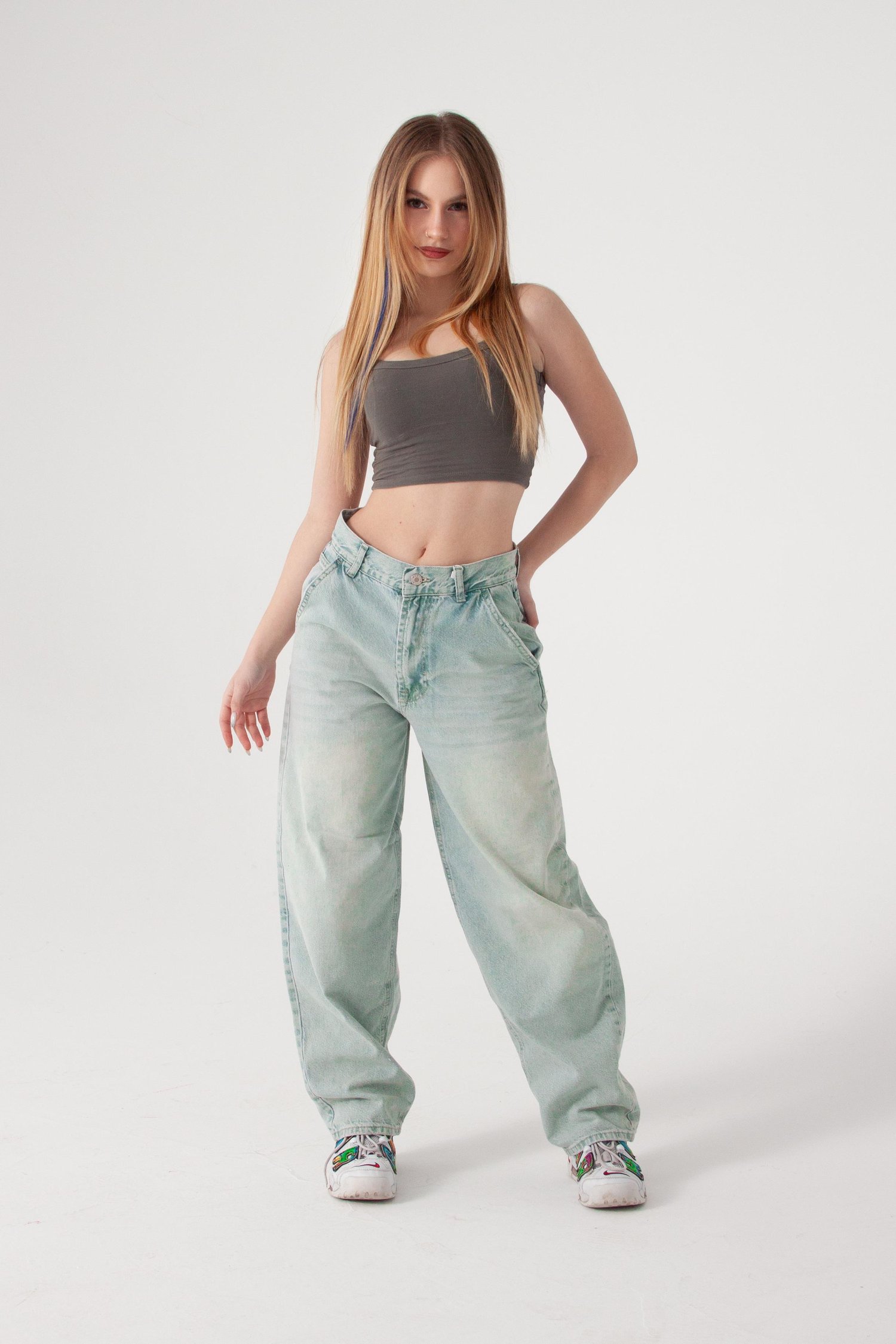 Su Yeşili Skater Jean