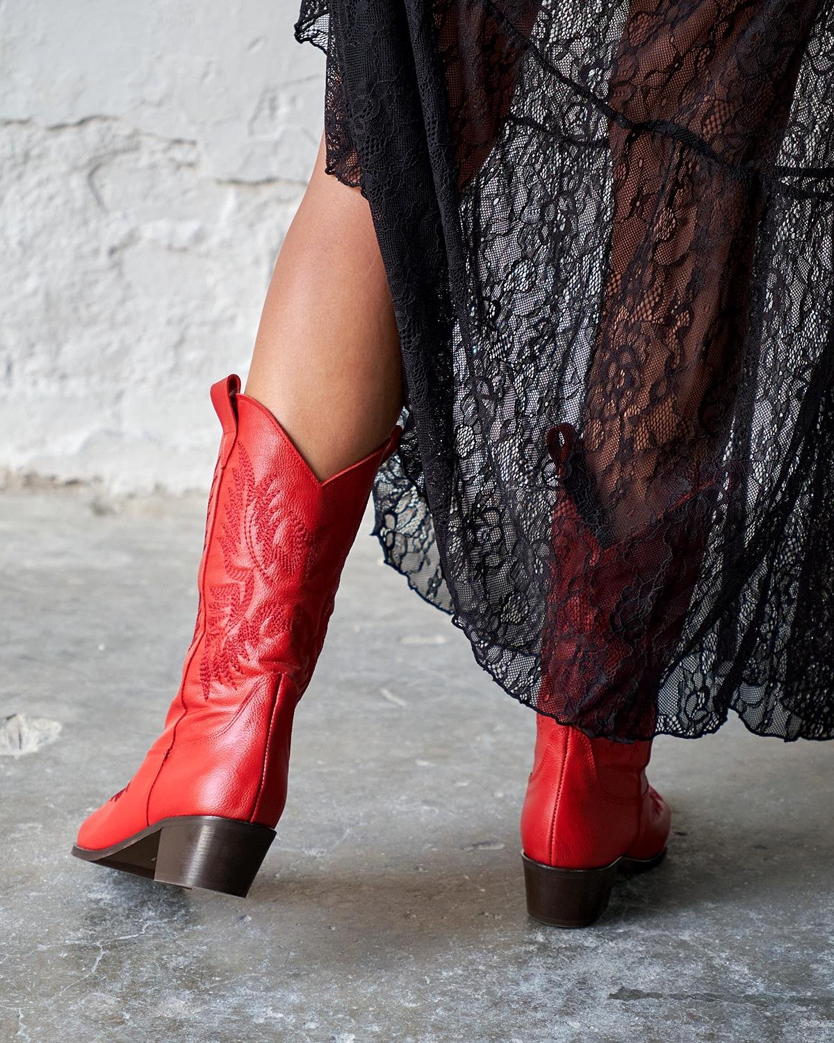 COMMUT KIRMIZI DERİ KOVBOY BOT