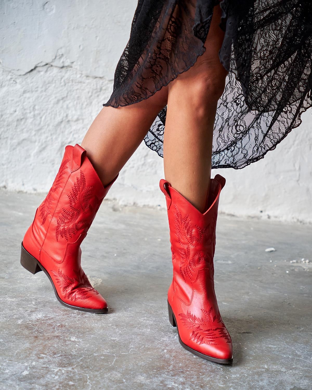 COMMUT KIRMIZI DERİ KOVBOY BOT