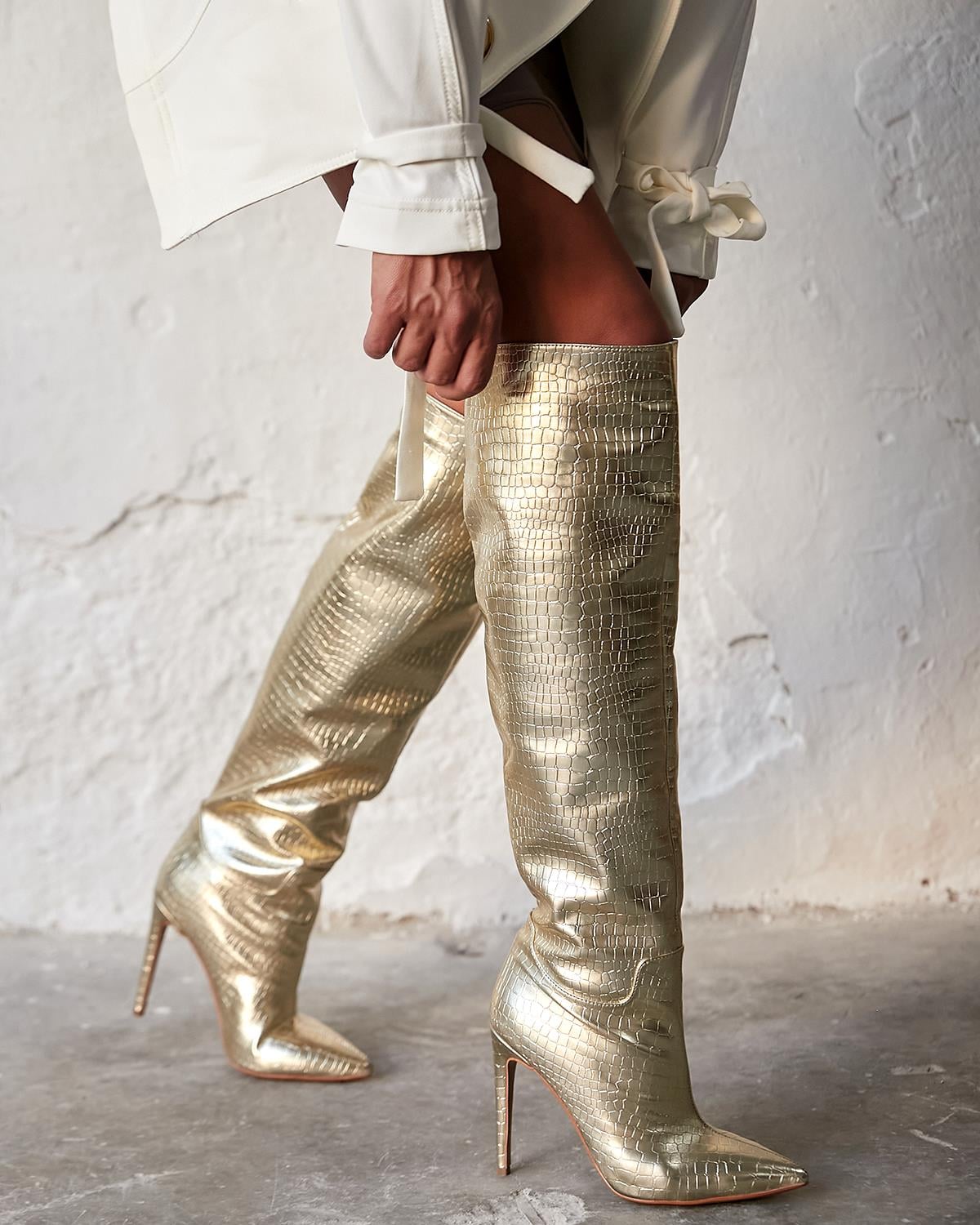 CORCY GOLD KROKO ÇİZME