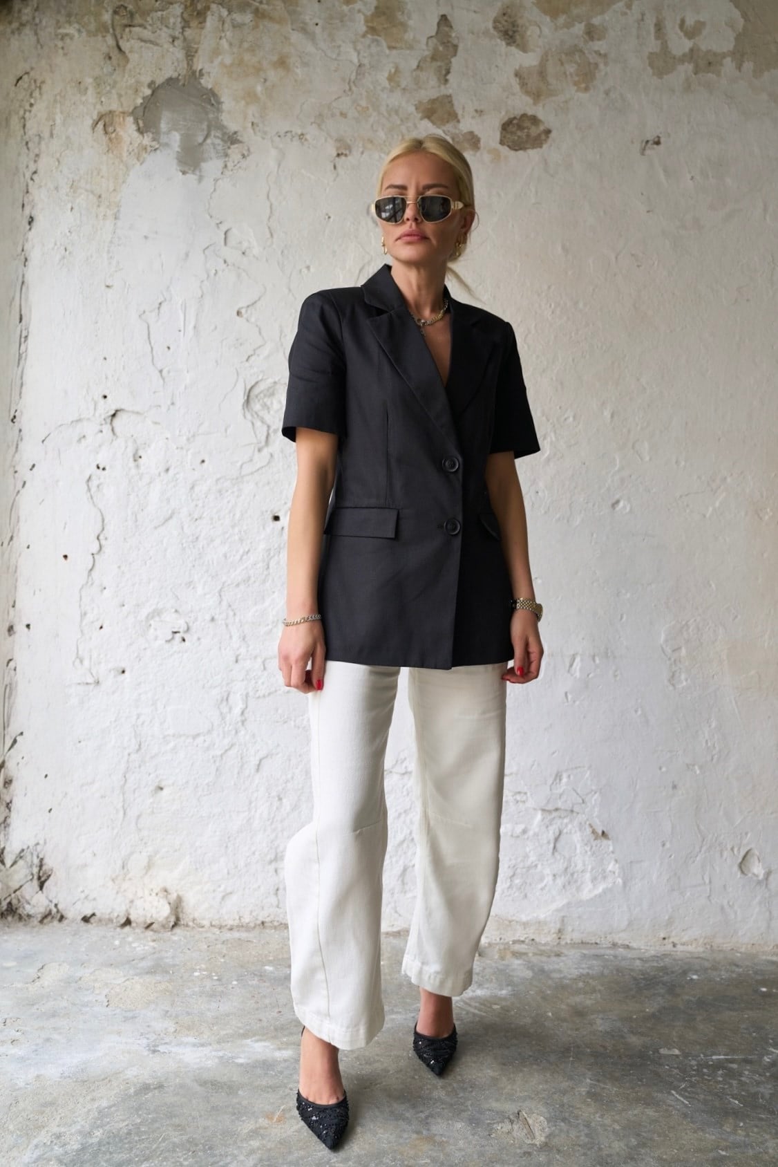 MAP SİYAH KISA KOL BLAZER CEKET