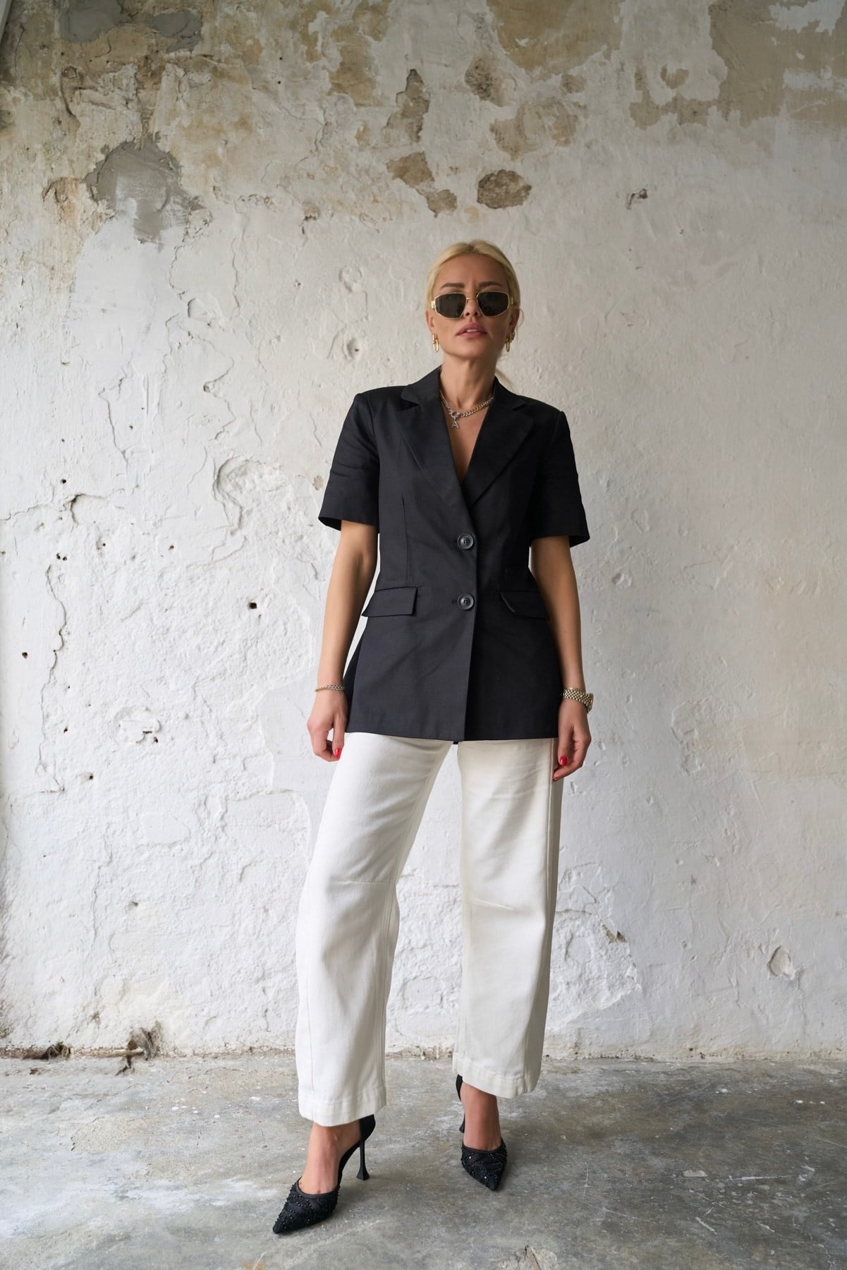 MAP SİYAH KISA KOL BLAZER CEKET