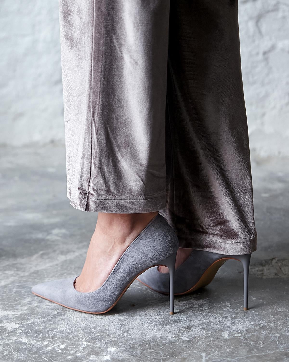 MİTTA 10 CM GRİ SÜET STİLETTO