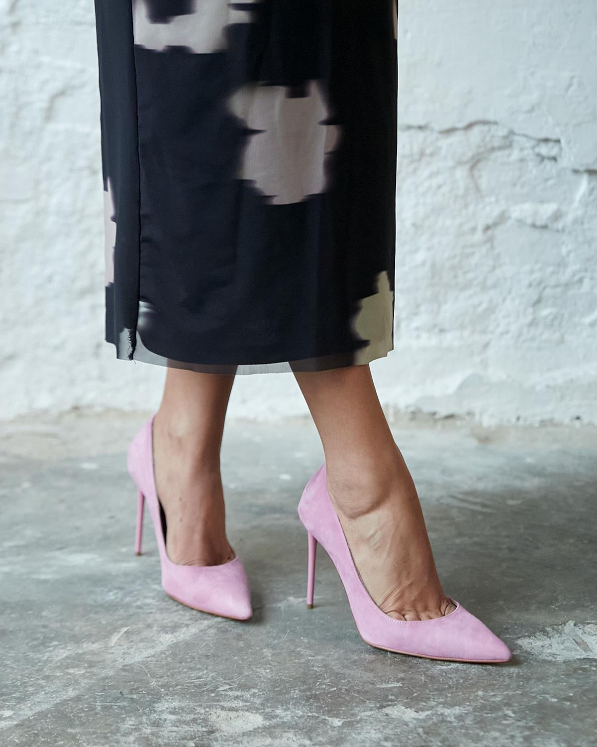 MİTTA 10 CM PEMBE SÜET STİLETTO