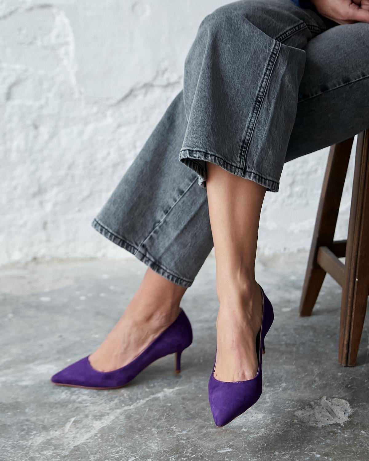 MİTTA 5 CM MOR SÜET STİLETTO 