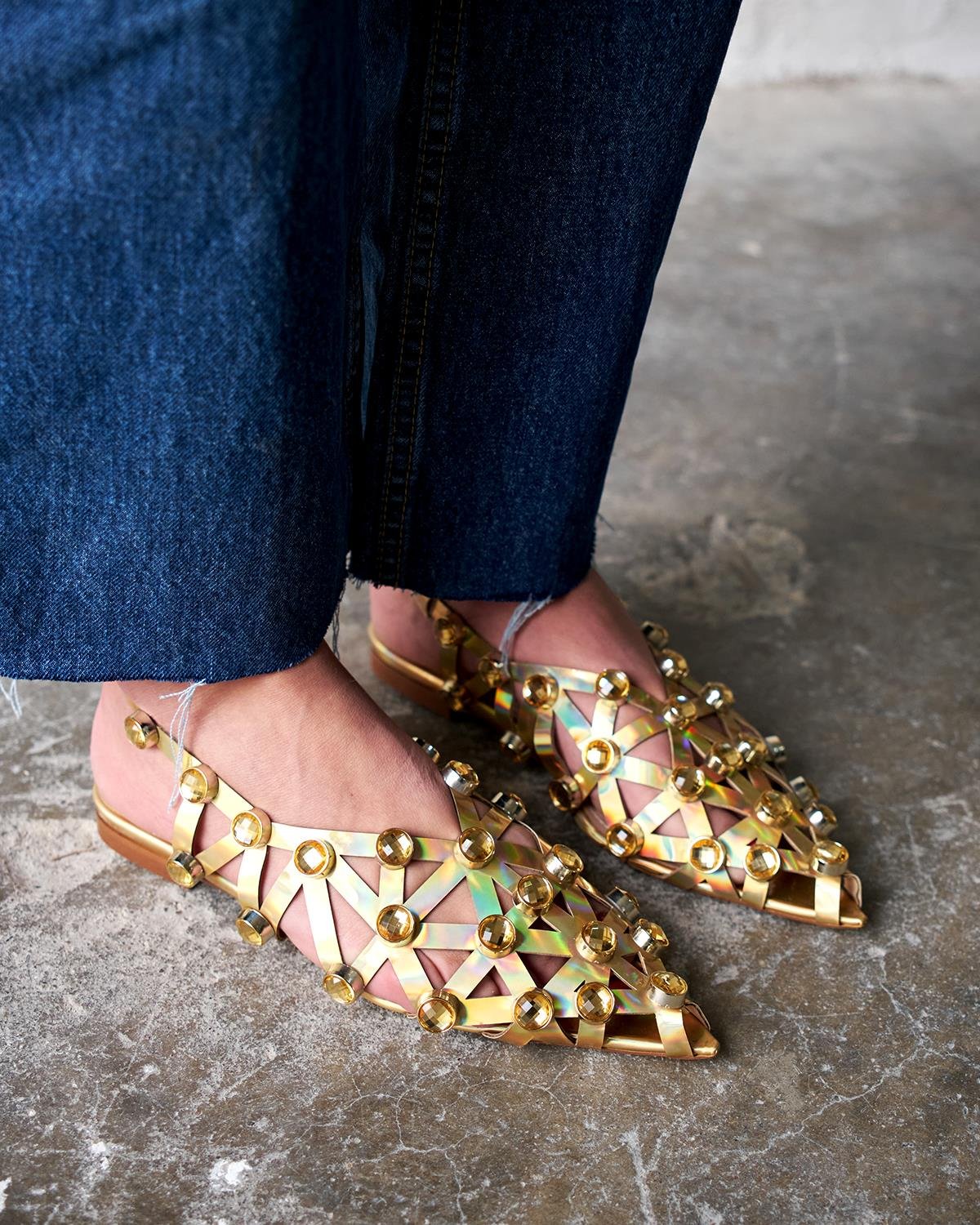 SHEİLA GOLD TAŞLI SANDALET