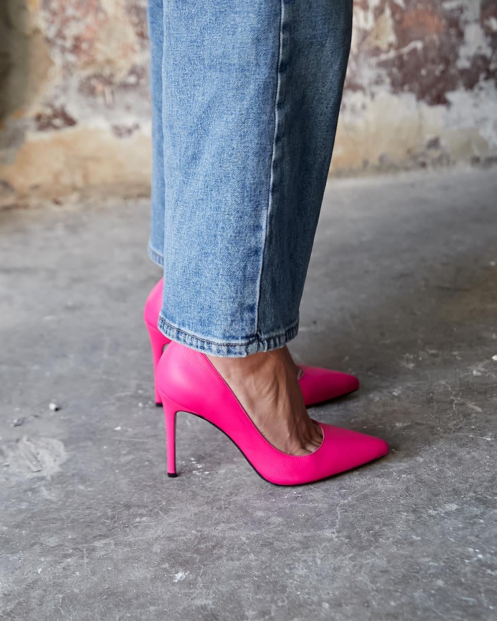 SİTY 10 CM NEON PEMBE STİLETTO