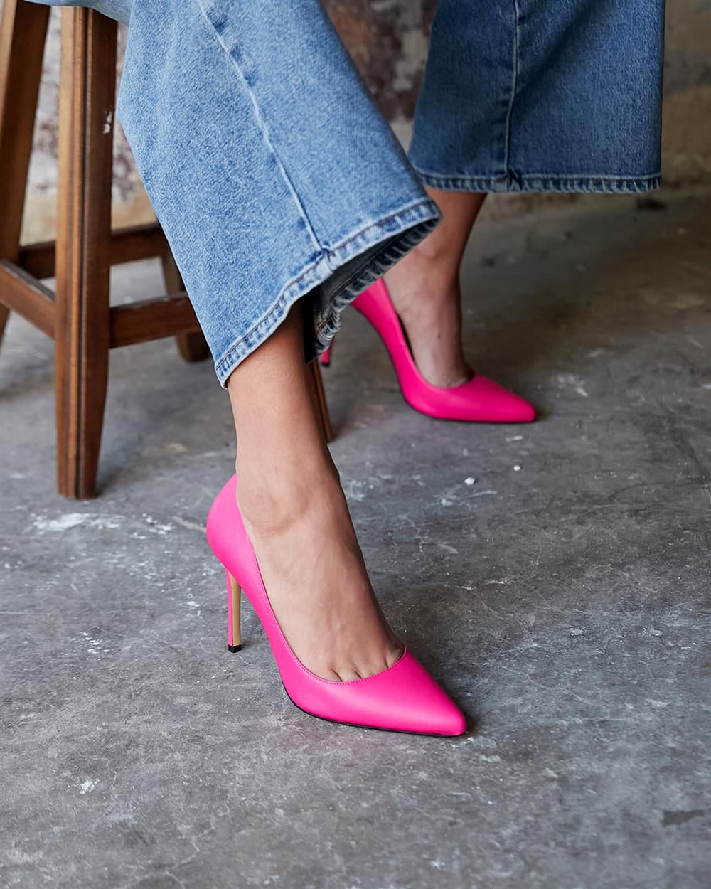 SİTY 10 CM NEON PEMBE STİLETTO