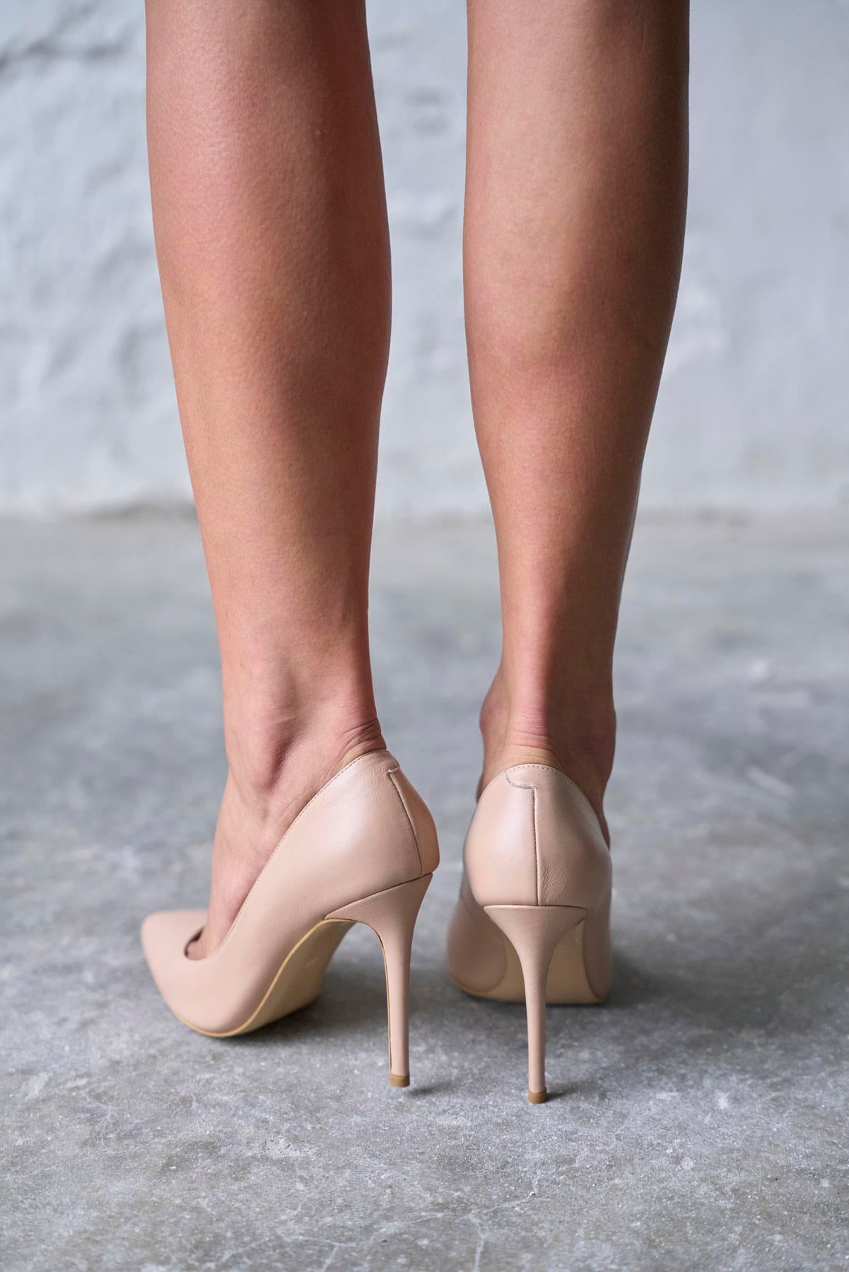 SİTY 10 CM NUDE DERİ STİLETTO