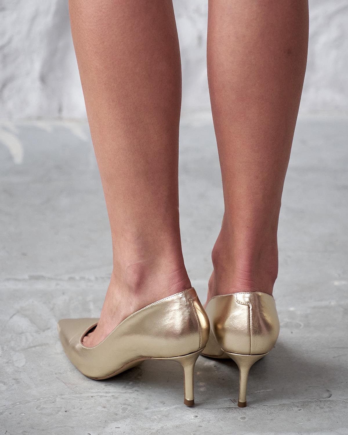 SİTY 5 CM GOLD DERİ STİLETTO
