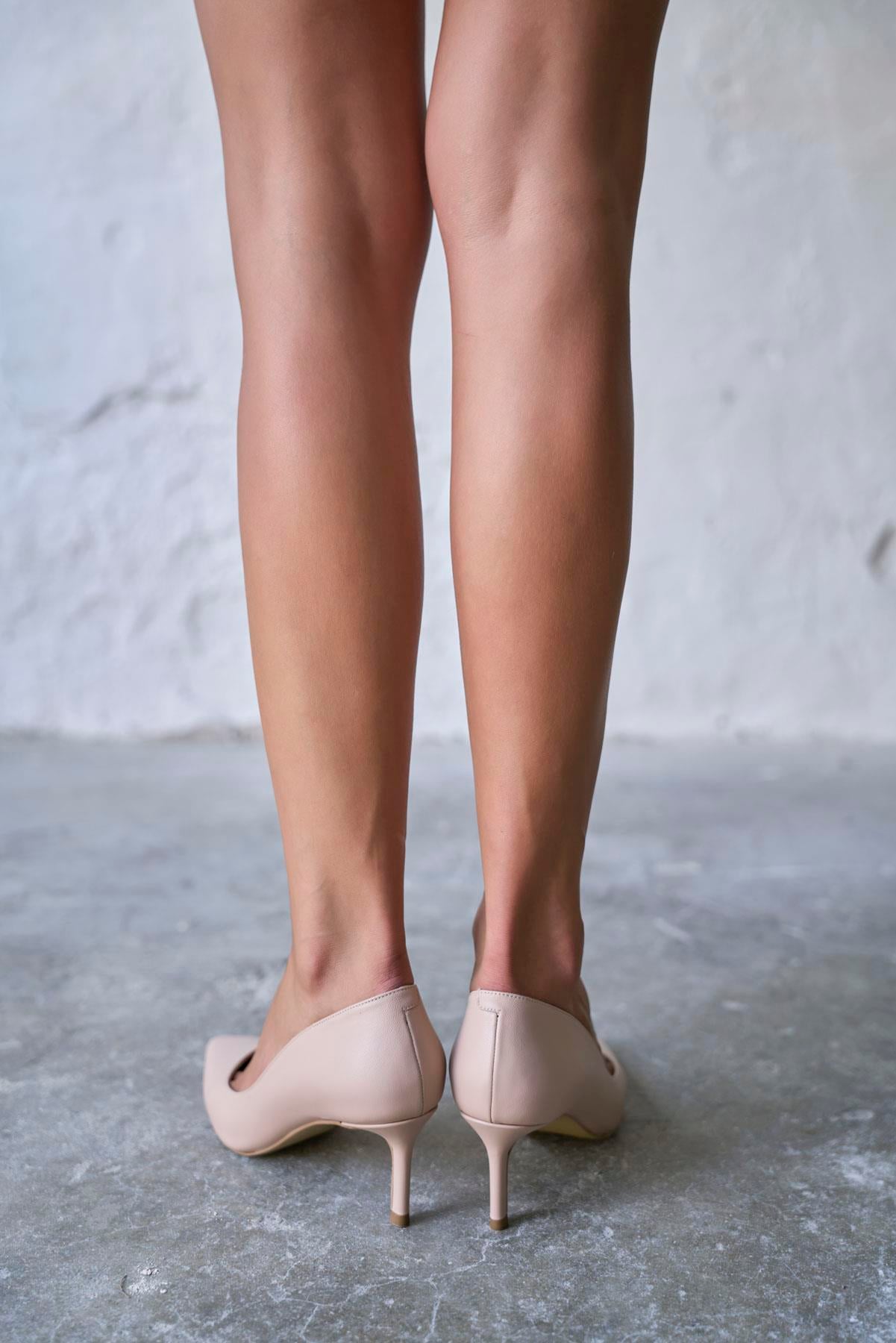 SİTY 5 CM NUDE DERİ STİLETTO