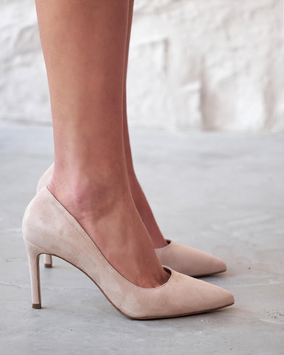 SİTY 8 CM BEJ SÜET STİLETTO