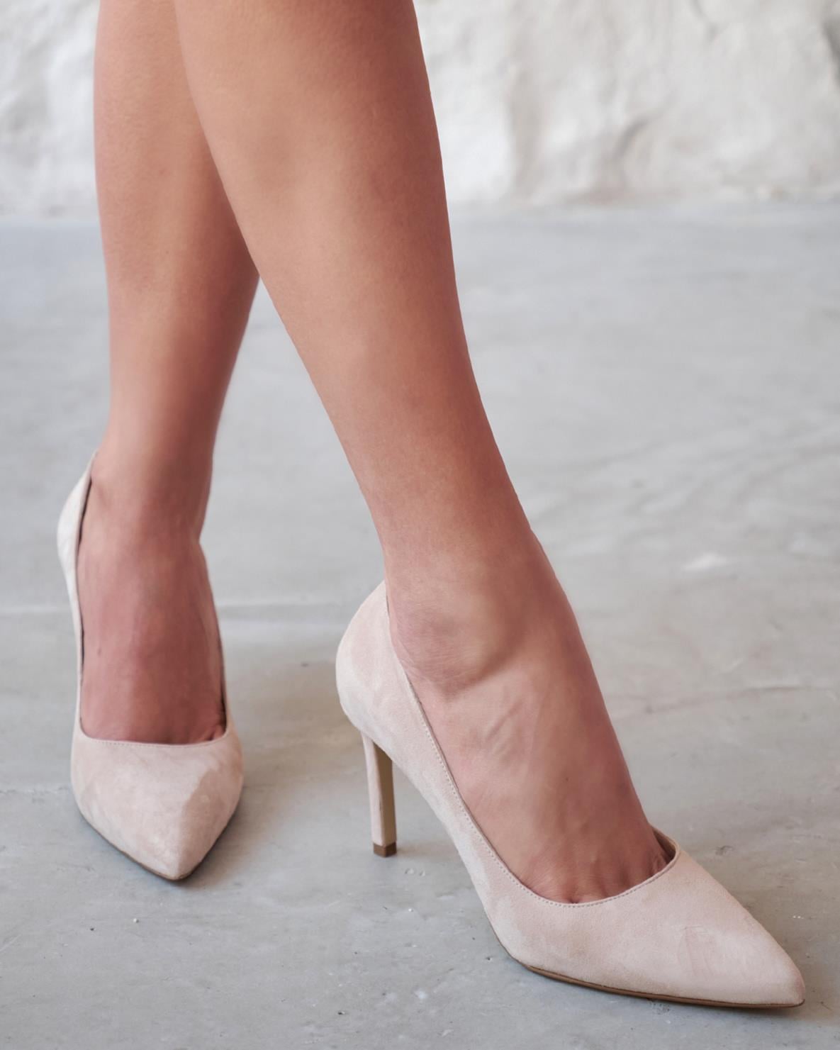 SİTY 8 CM BEJ SÜET STİLETTO
