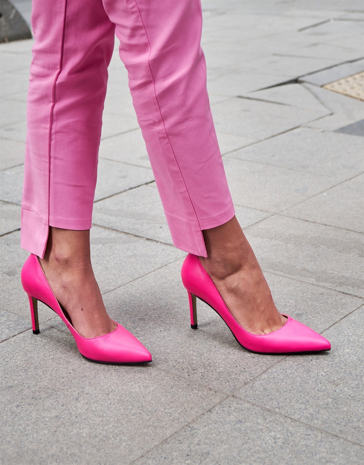 SİTY 8 CM NEON PEMBE STİLETTO