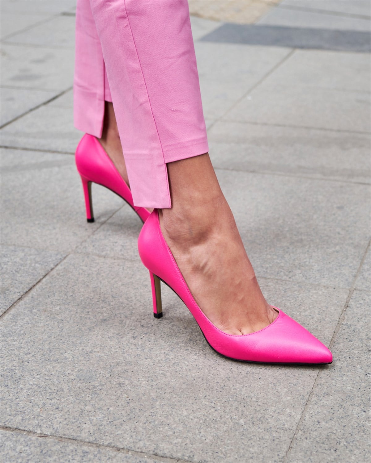 SİTY 8 CM NEON PEMBE STİLETTO