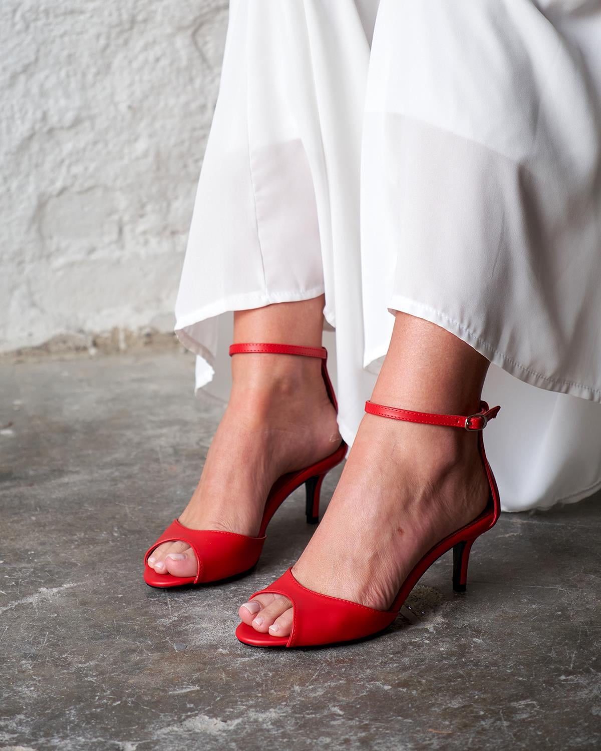 WEAR KIRMIZI MAT TOPUKLU AYAKKABI 