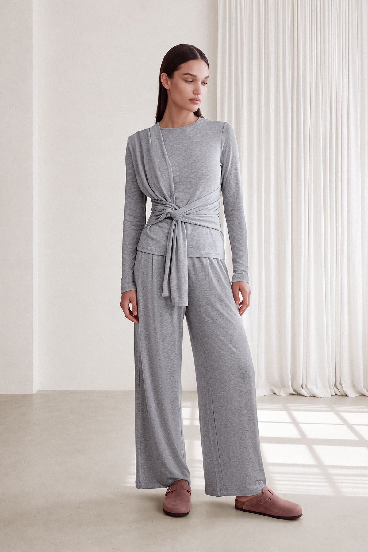 CAPRİ WRAP BLUZ Gri