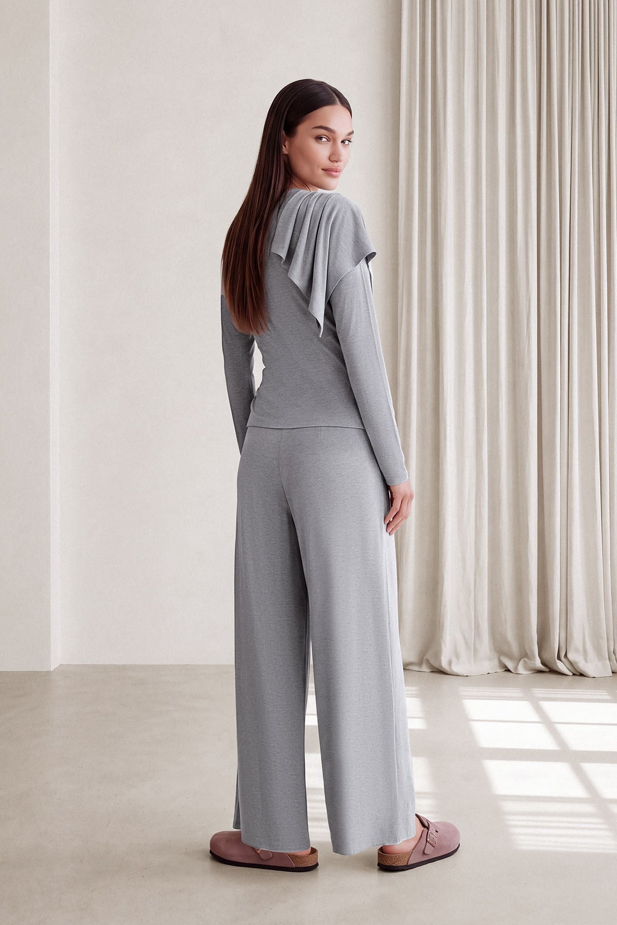CAPRİ WRAP BLUZ Gri