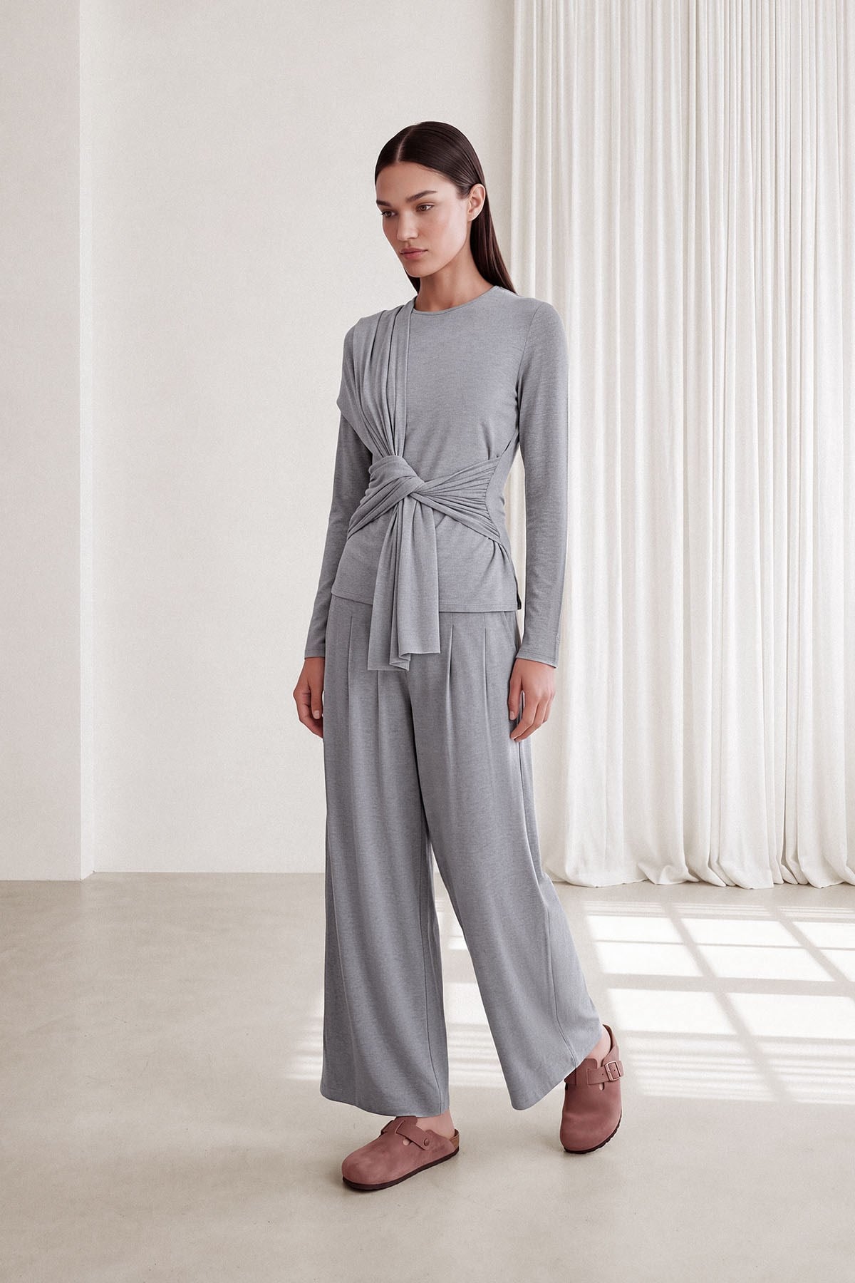 CAPRİ WRAP BLUZ Gri