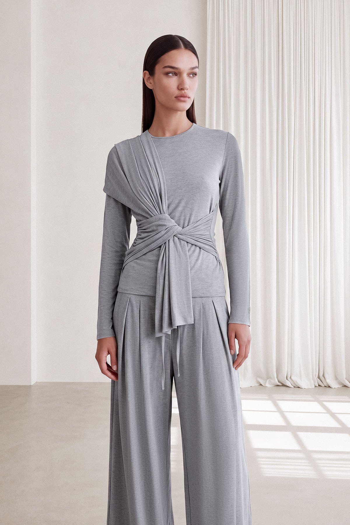 CAPRİ WRAP BLUZ Gri