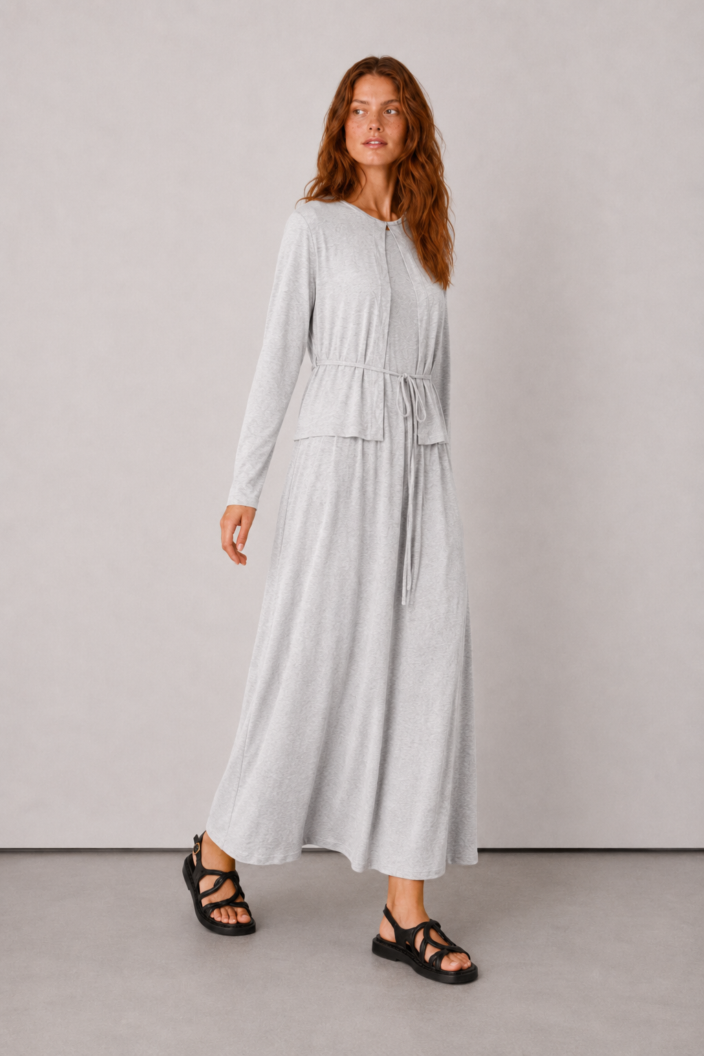 Natural Dokulu Kimono Gri melanj