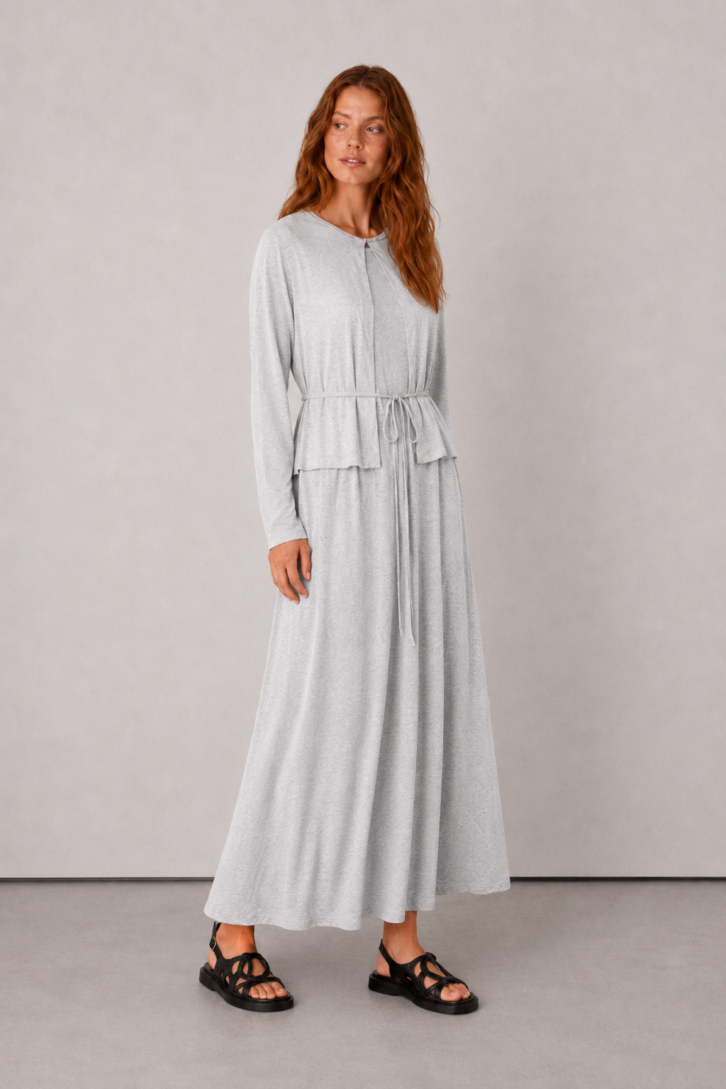 Natural Dokulu Kimono Gri melanj
