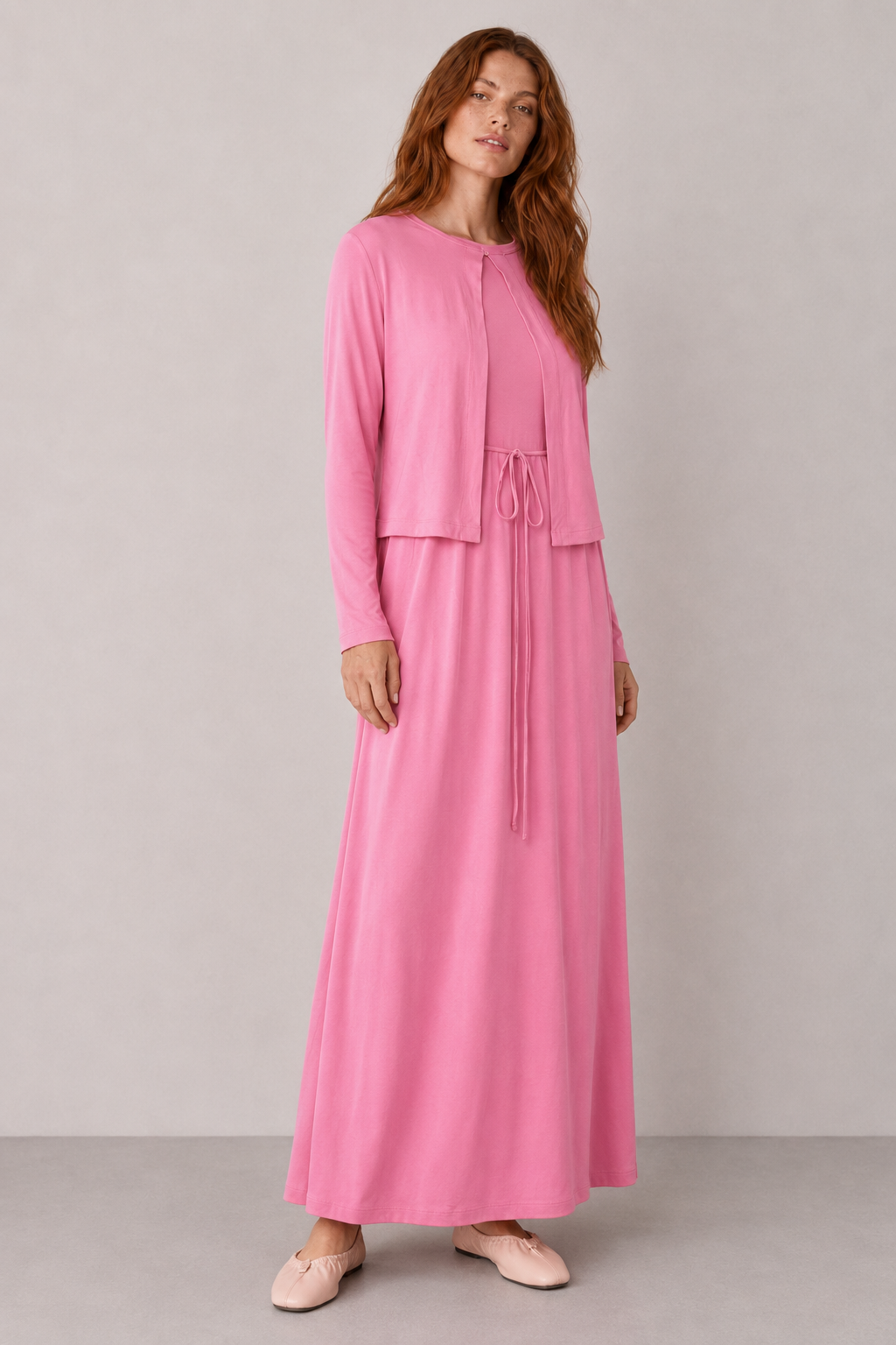 Natural Dokulu Kimono Pembe